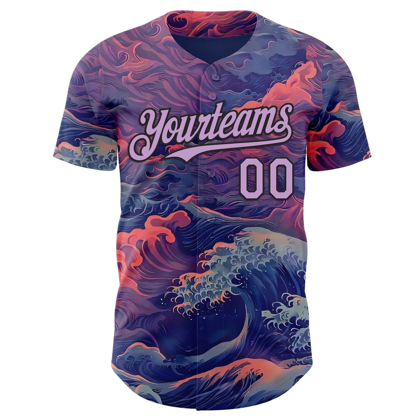 Custom Purple Light Purple-Black Japanese Wave Authentic Baseball Jersey view 2