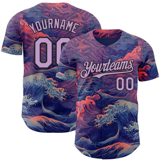 Custom Purple Light Purple-Black Japanese Wave Authentic Baseball Jersey - Main View