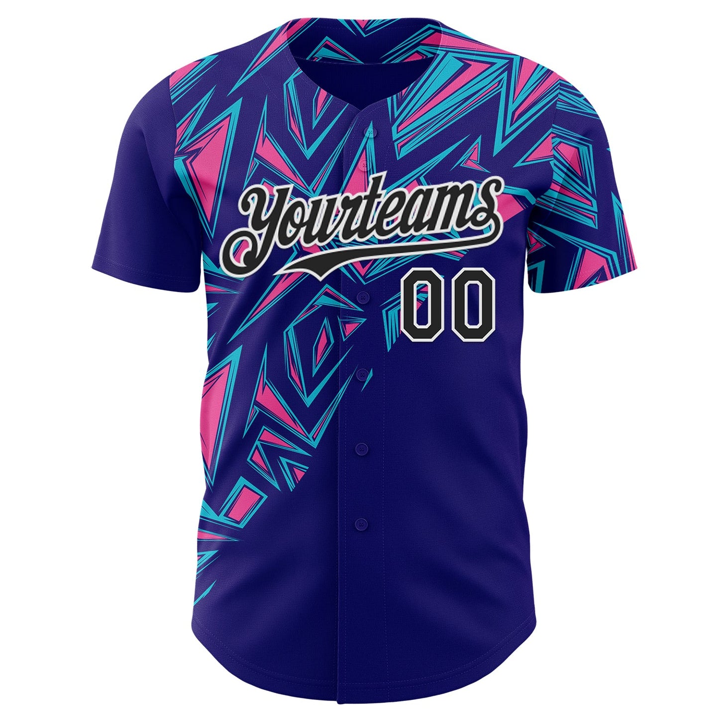 Custom Dark Purple Black-White Geometric Patchwork Asymmetry Authentic Baseball Jersey view 2
