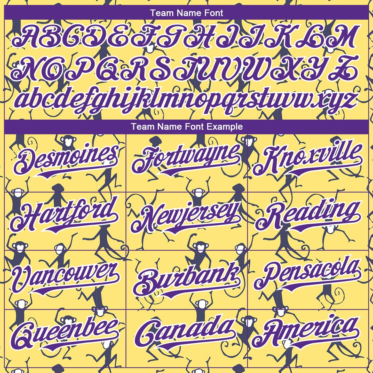 Custom Yellow Purple-White 3D Pattern Design Monkey Authentic Baseball Jersey view 4