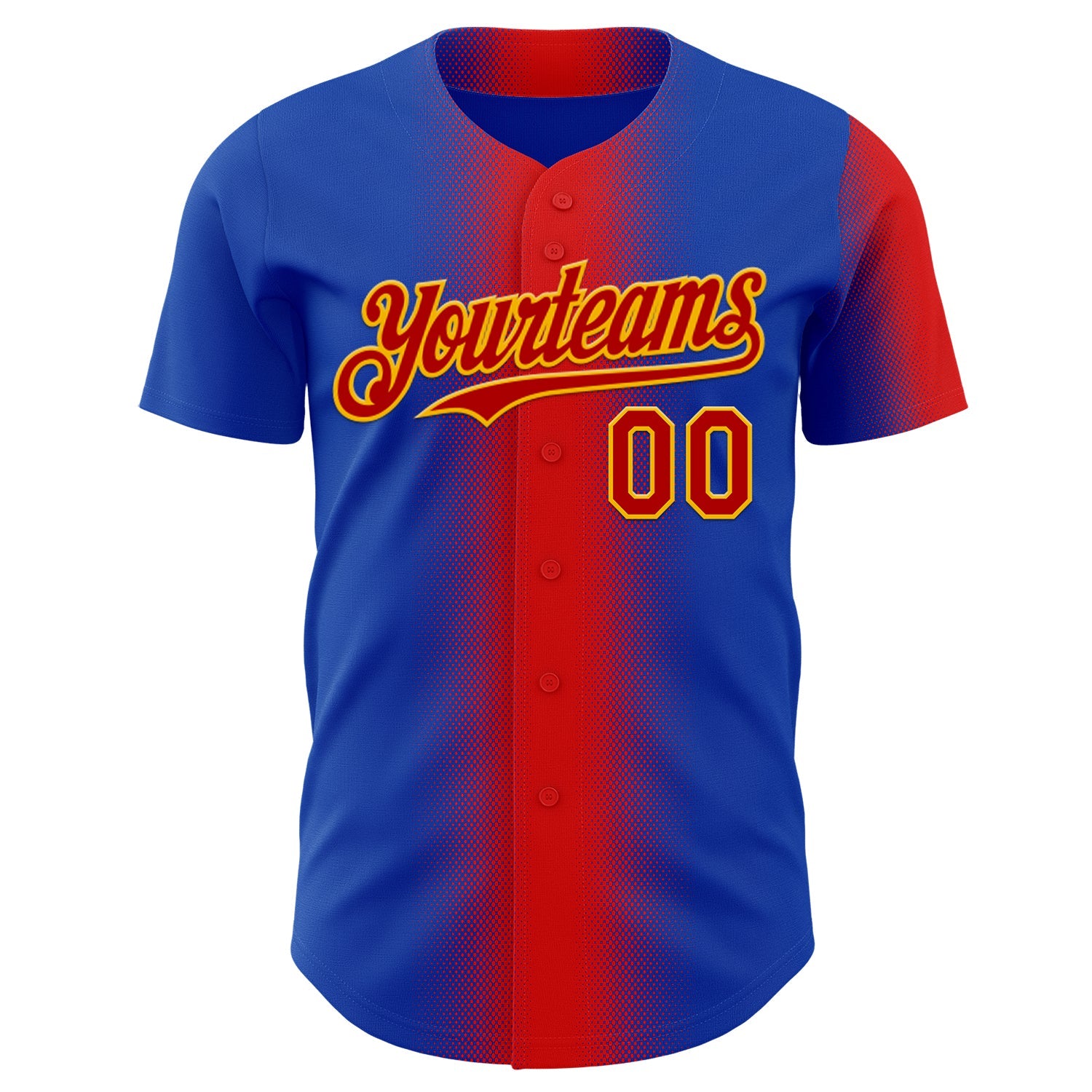 Custom Thunder Blue Red-Gold Geometric Patchwork Asymmetry Gradient Authentic Baseball Jersey view 2