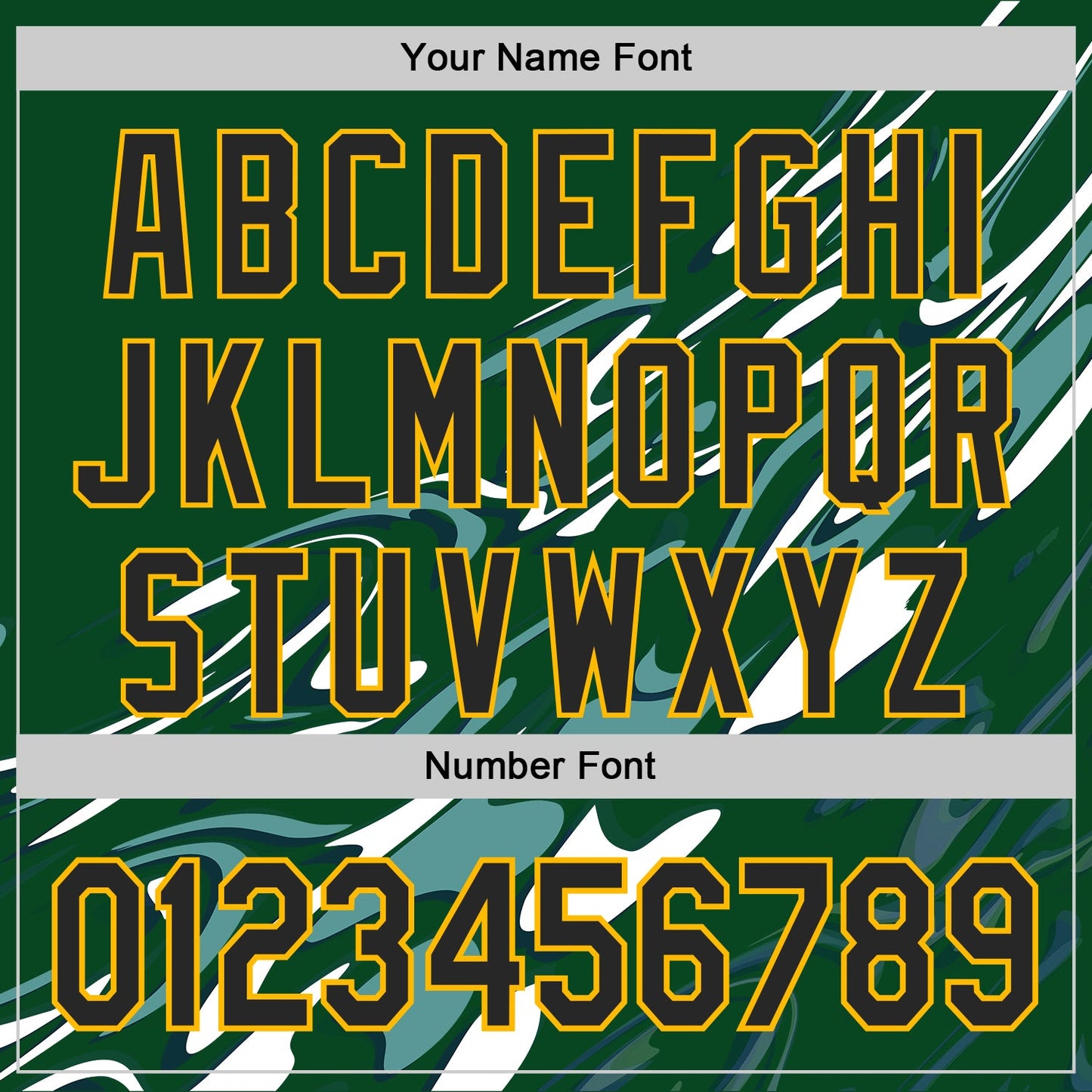 Custom Green Black-Gold Geometric Patchwork Asymmetry Fluid Swirl Authentic Baseball Jersey view 5