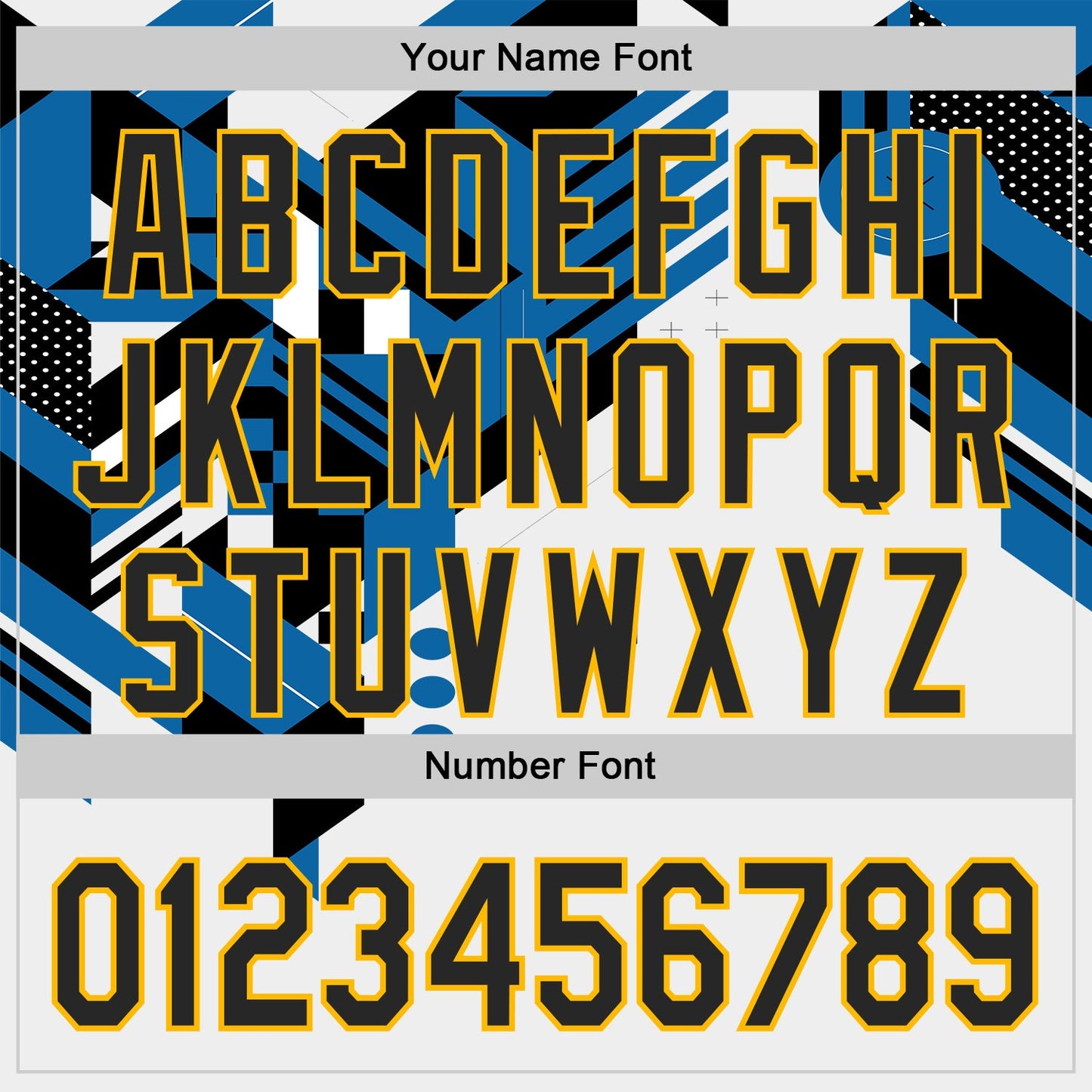 Custom White Black Blue-Gold Geometric Patchwork Asymmetry Authentic Baseball Jersey view 5
