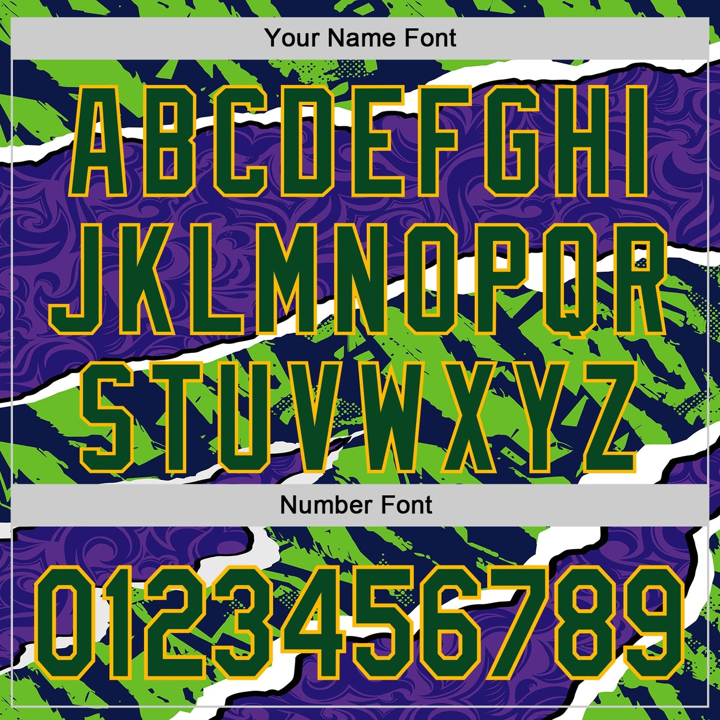 Custom Purple Green-Gold Geometric Patchwork Asymmetry Torn Authentic Baseball Jersey view 5