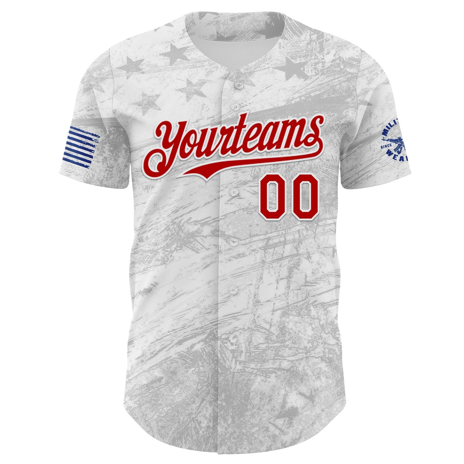 Custom White-Red USA Distressed Patriotic Authentic Baseball Jersey view 2