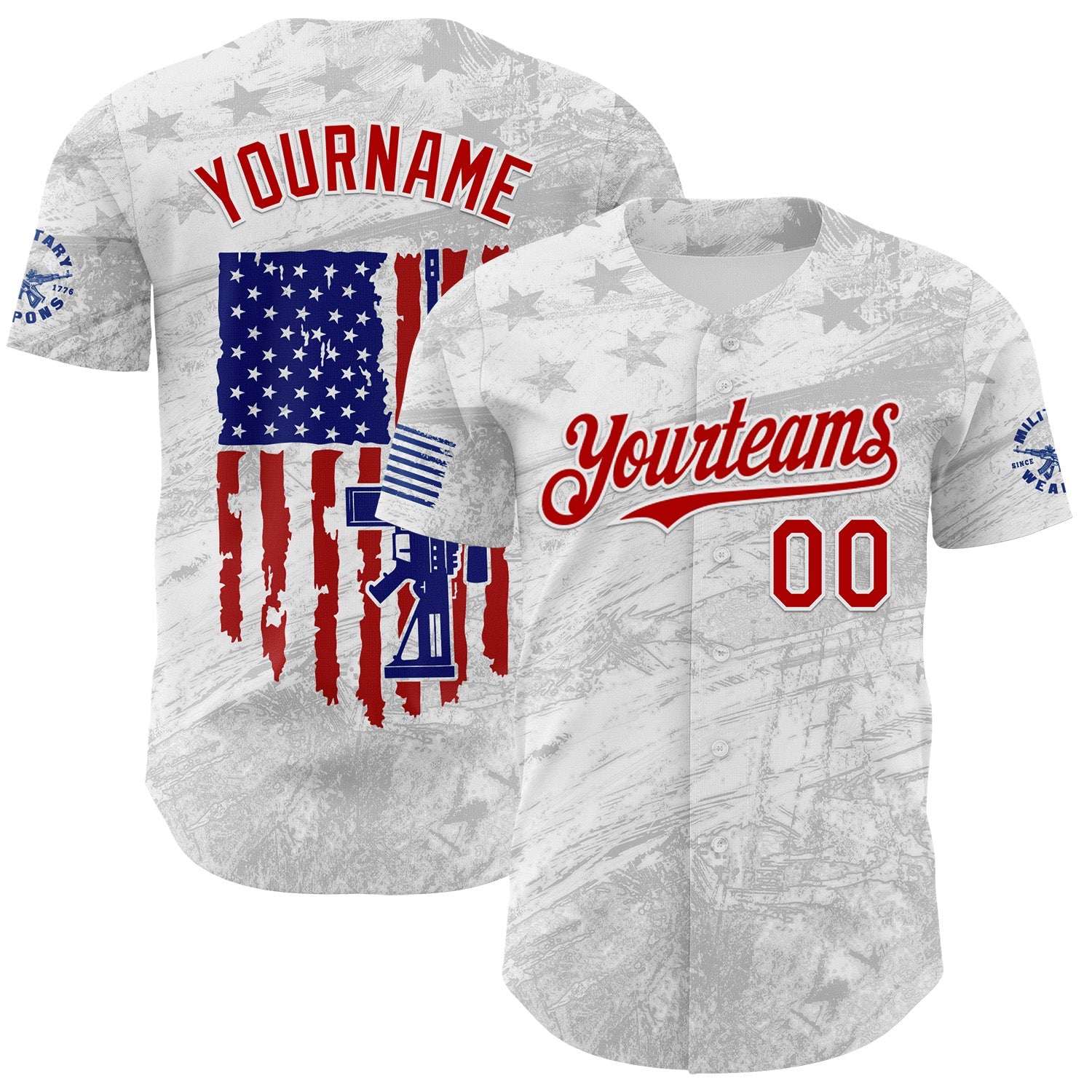 Custom White-Red USA Distressed Patriotic Authentic Baseball Jersey - Main View