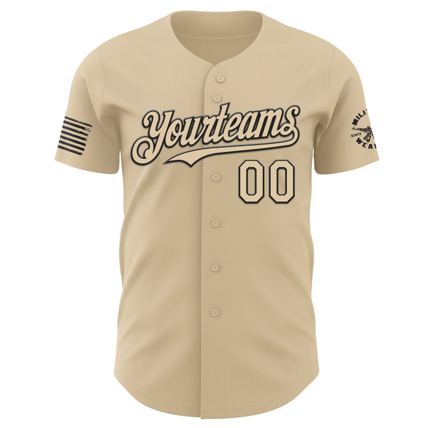 Custom City Cream-Black USA American Flag & Eagle Authentic Baseball Jersey view 2
