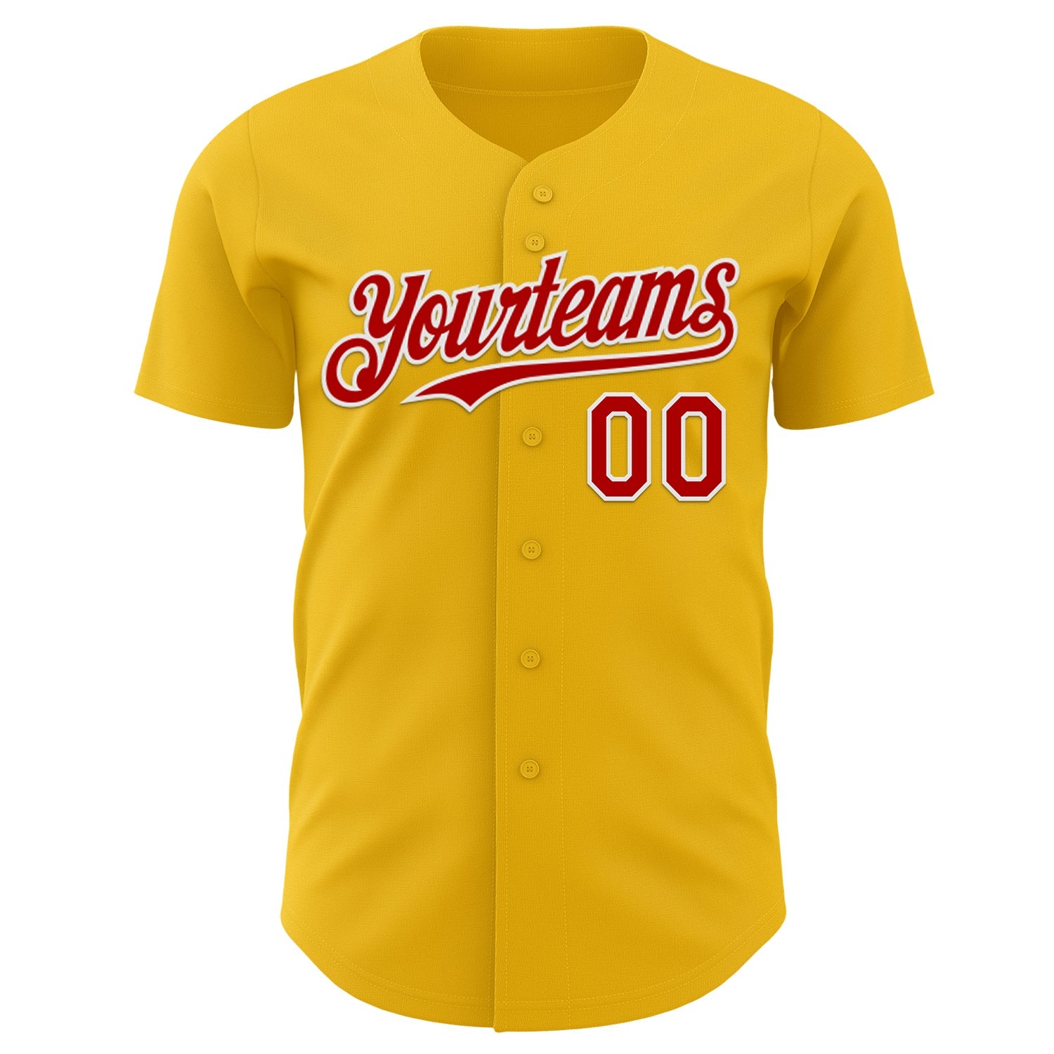 Custom Yellow Red-White Funky Cartoon Skull Cat Authentic Baseball Jersey view 2
