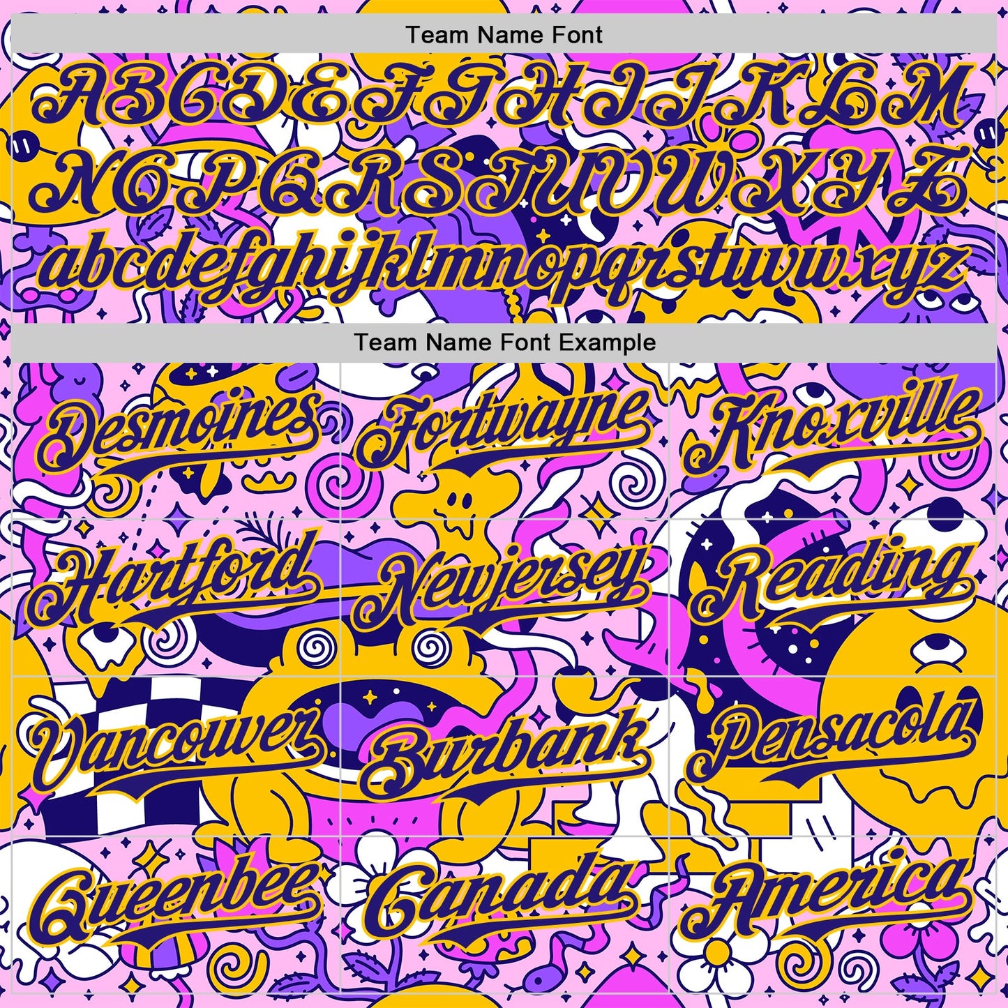 Custom Purple Dark Purple-Yellow Psychedelic Trippy Mushroom Doodle Frog & Ghost Authentic Baseball Jersey view 4