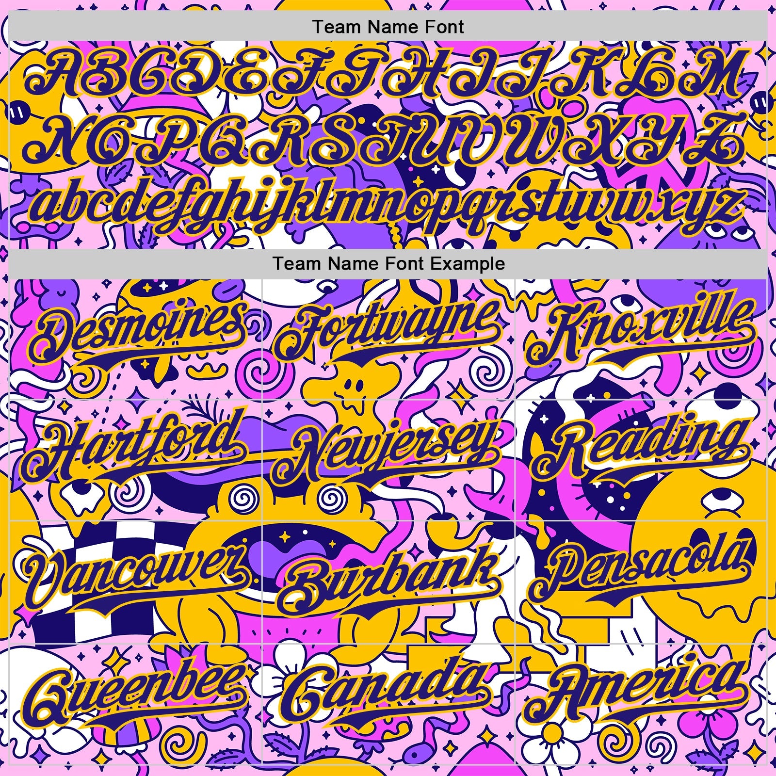 Custom Purple Dark Purple-Yellow Psychedelic Trippy Mushroom Doodle Frog & Ghost Authentic Baseball Jersey view 4