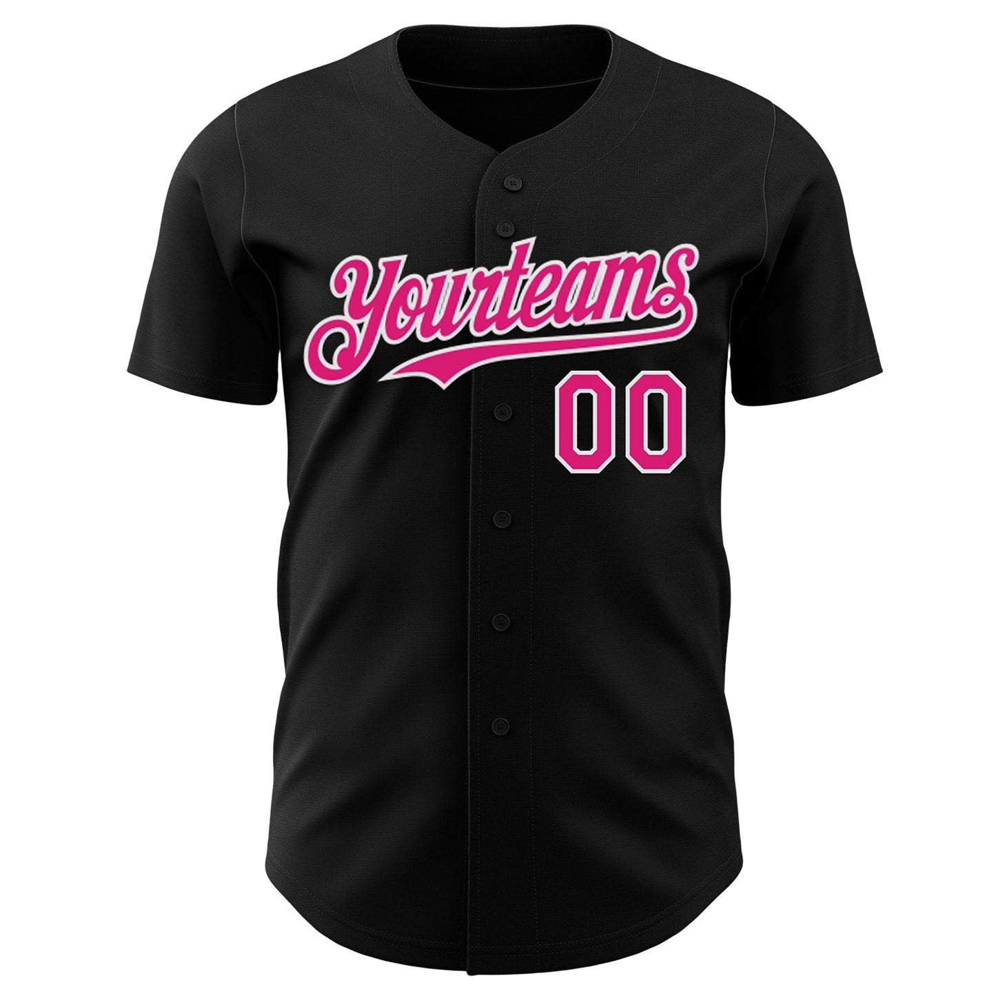 Custom Black Hot Pink-White Psychedelic Trippy Cyber Y2K Emo Goth Anime Authentic Baseball Jersey view 2