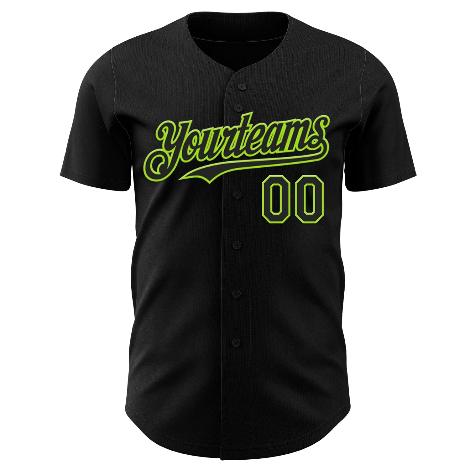 Custom Black-Neon Green Trippy Neon Monster Skull Authentic Baseball Jersey view 2