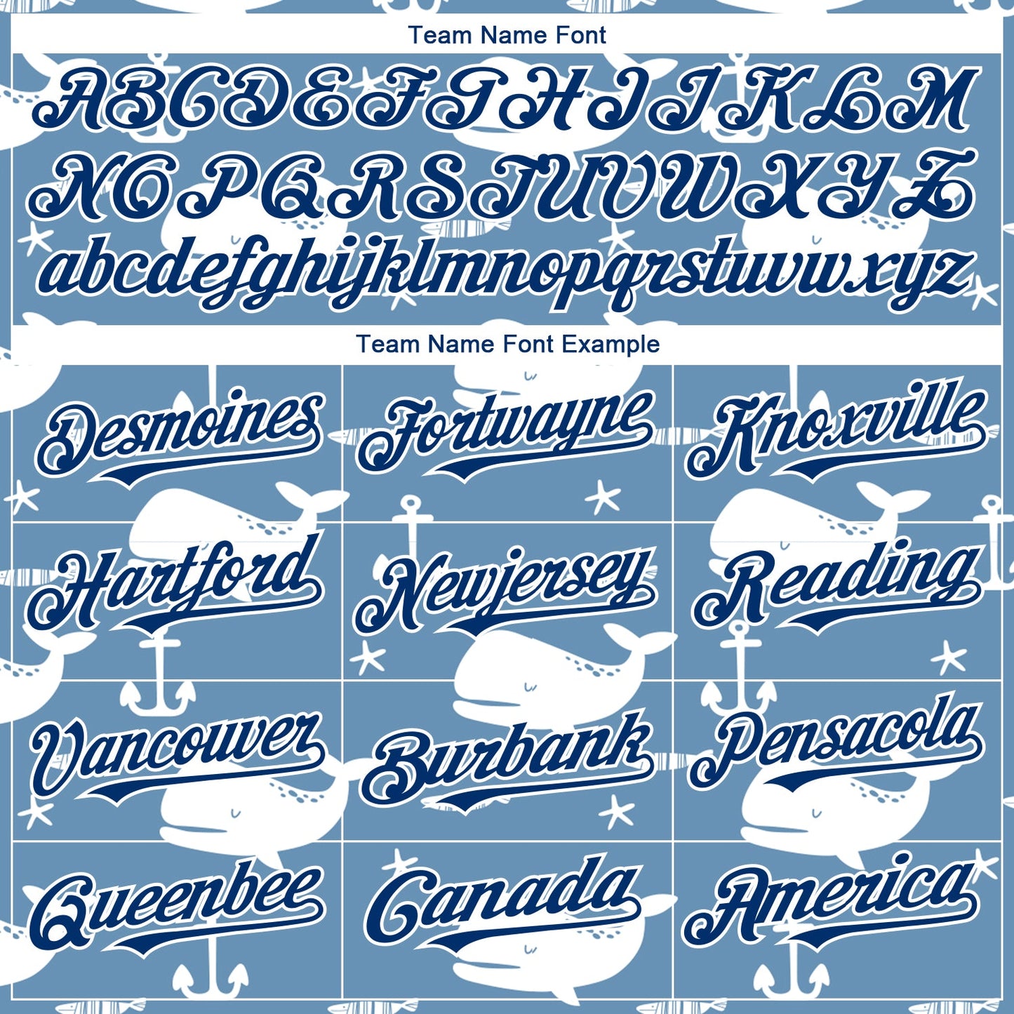 Custom Light Blue US Navy Blue-White 3D Pattern Design Whale Authentic Baseball Jersey view 4