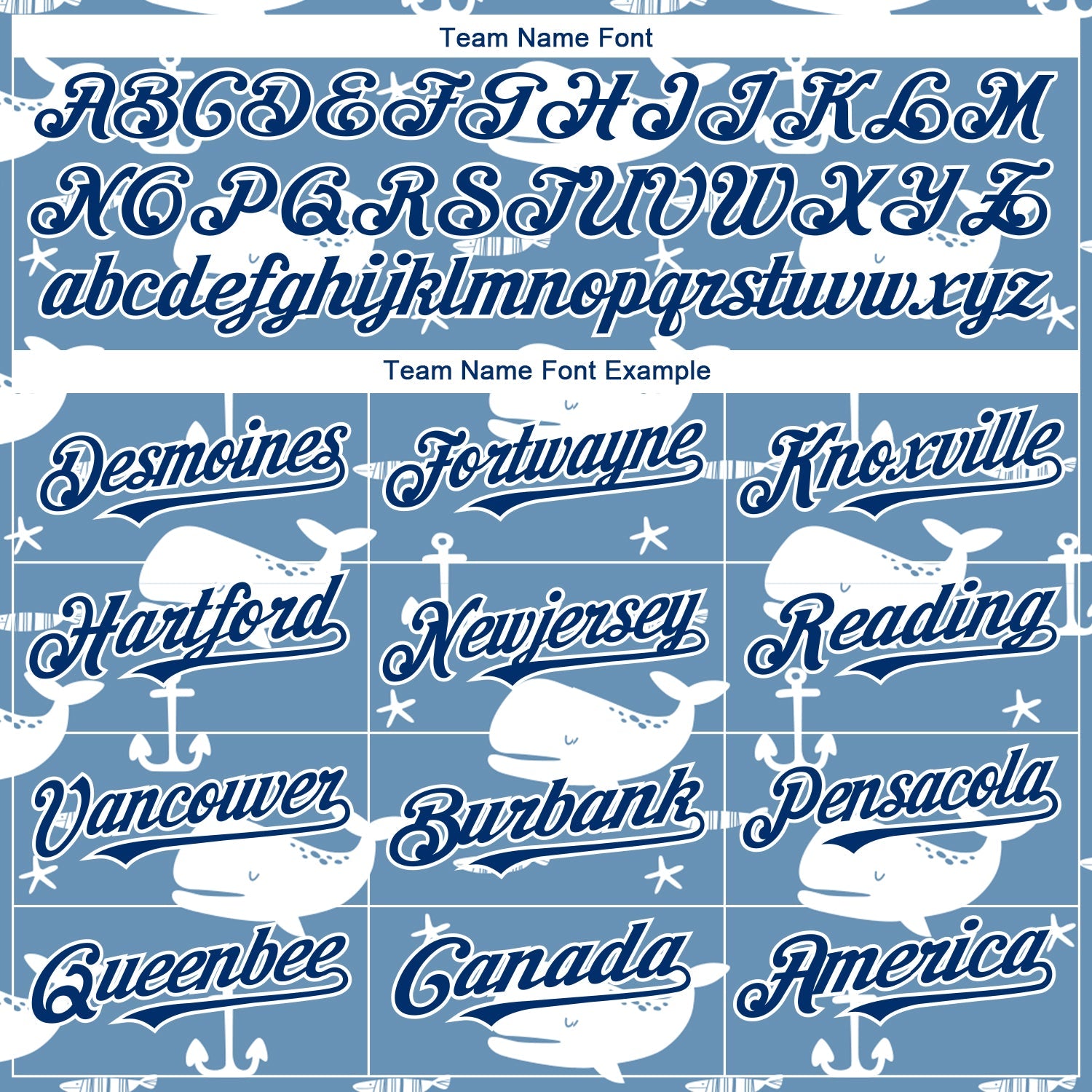Custom Light Blue US Navy Blue-White 3D Pattern Design Whale Authentic Baseball Jersey view 4