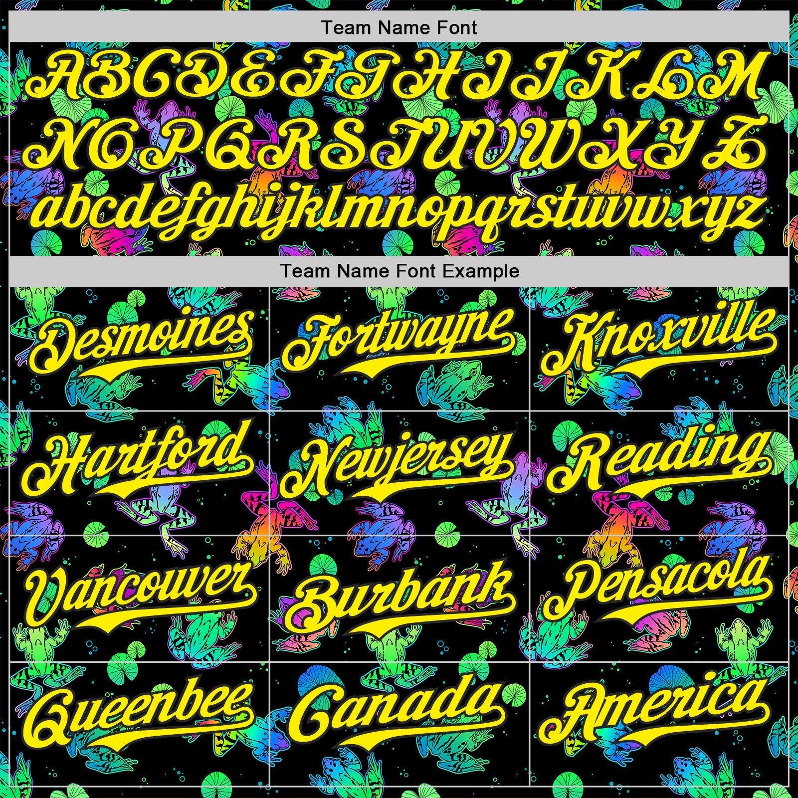 Custom Black-Light Yellow Psychedelic Trippy Frog Authentic Baseball Jersey view 4
