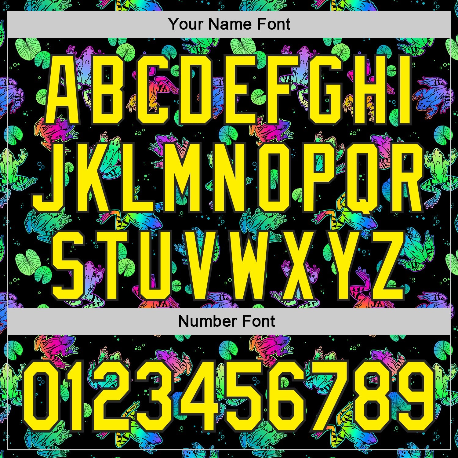 Custom Black-Light Yellow Psychedelic Trippy Frog Authentic Baseball Jersey view 5