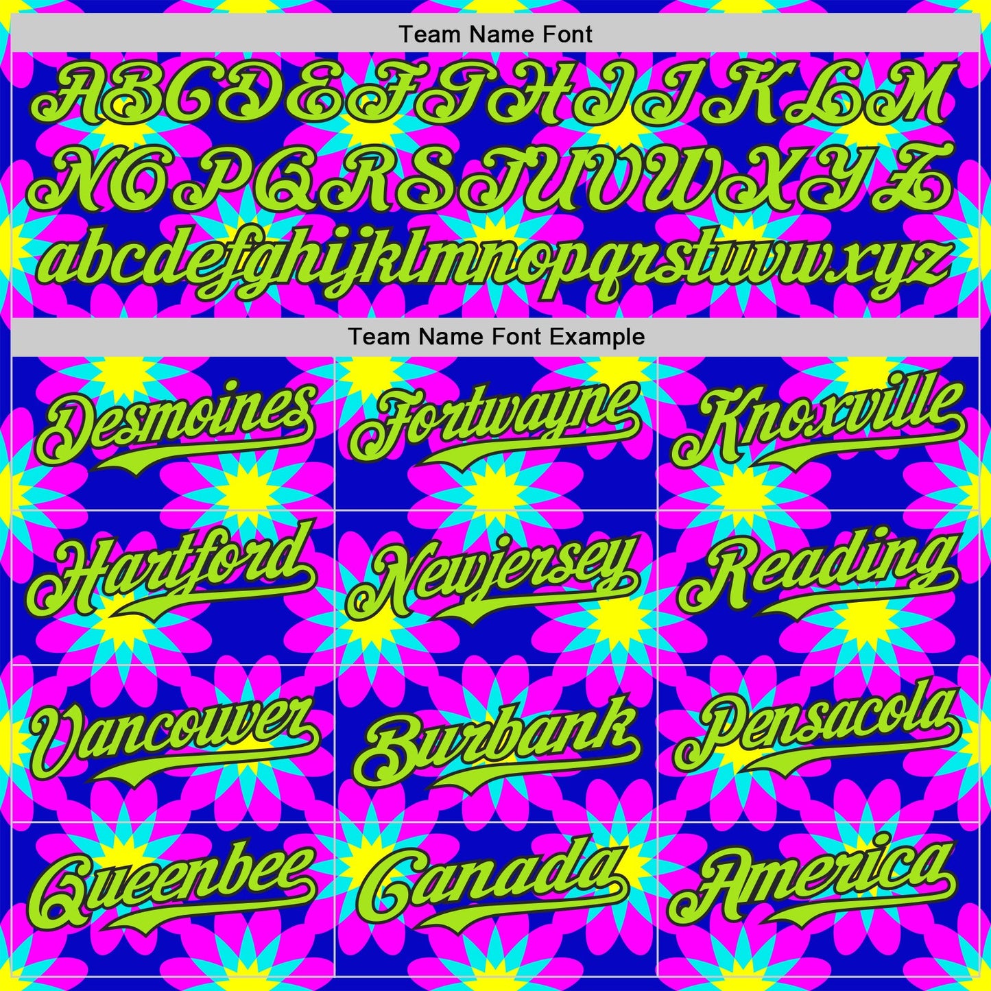 Custom Blue Neon Green-Black Psychedelic Trippy Flower Authentic Baseball Jersey view 4