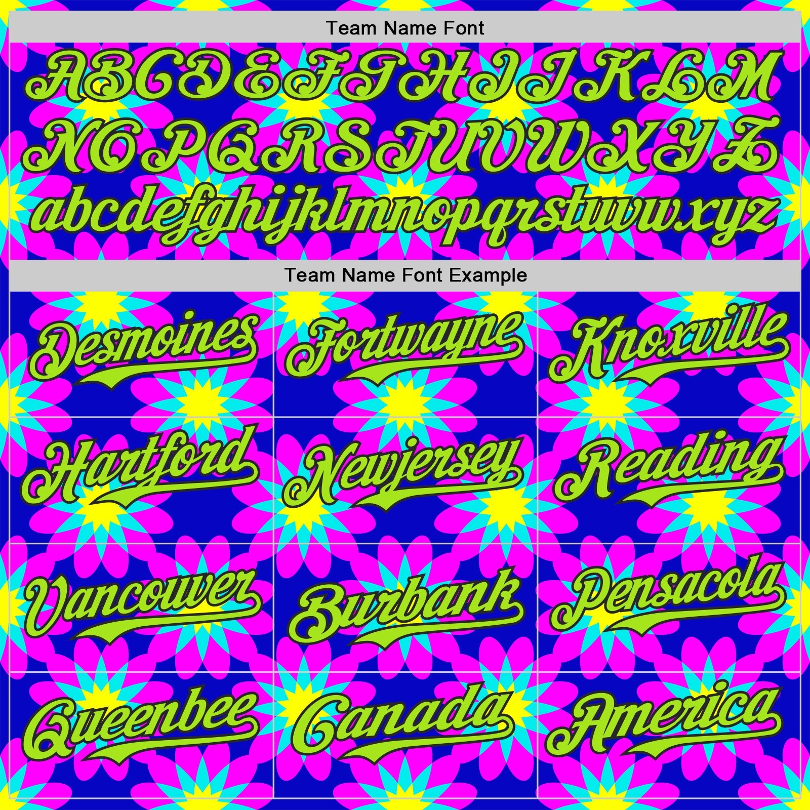 Custom Blue Neon Green-Black Psychedelic Trippy Flower Authentic Baseball Jersey view 4