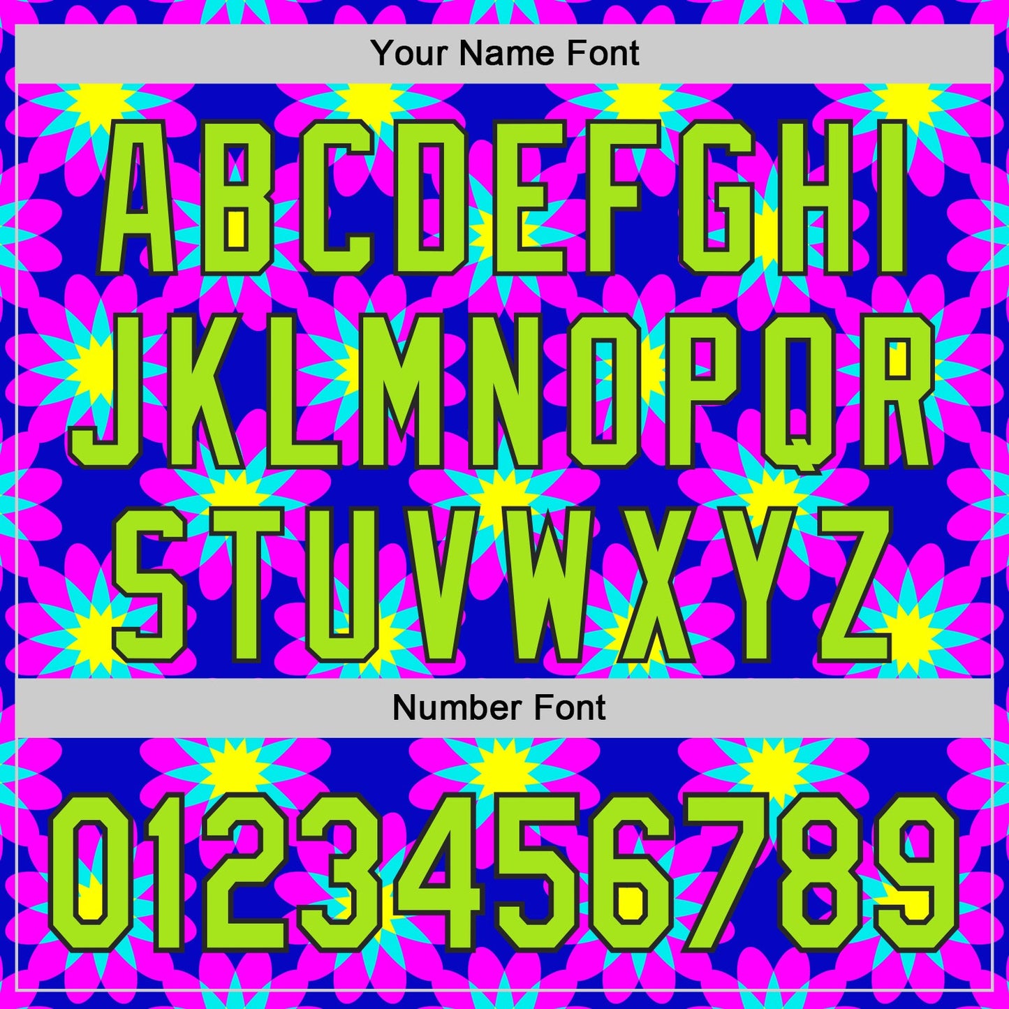 Custom Blue Neon Green-Black Psychedelic Trippy Flower Authentic Baseball Jersey view 5