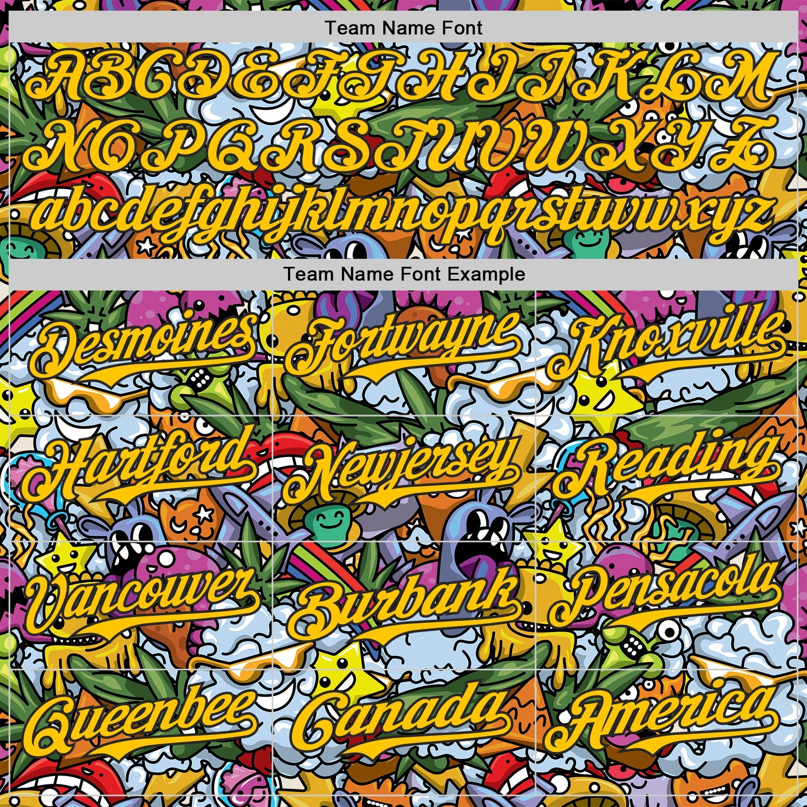 Custom Blue Yellow-Black Psychedelic Trippy Graffiti Cartoon Authentic Baseball Jersey view 4