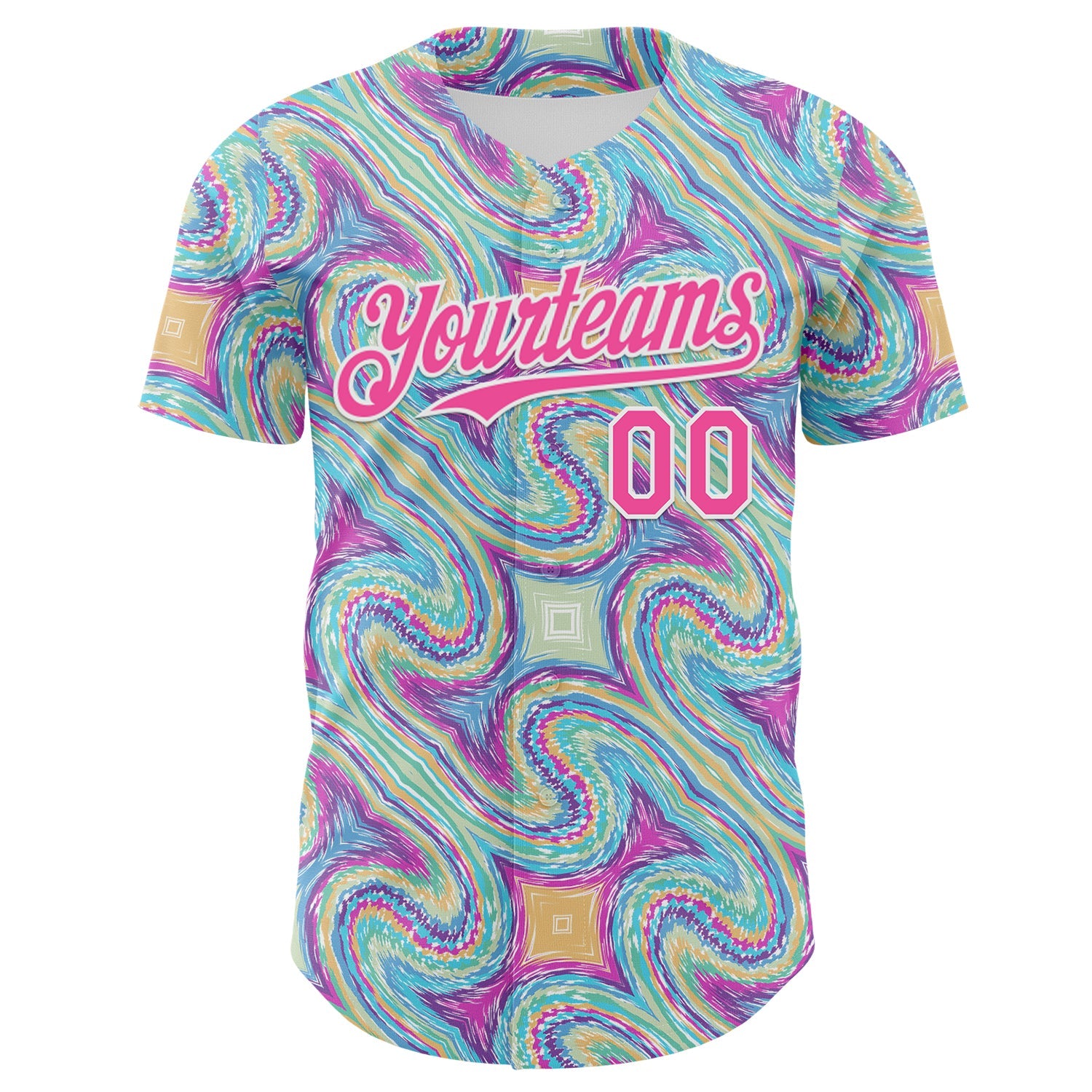 Custom White-Pink Psychedelic Trippy Swirl Authentic Baseball Jersey view 2