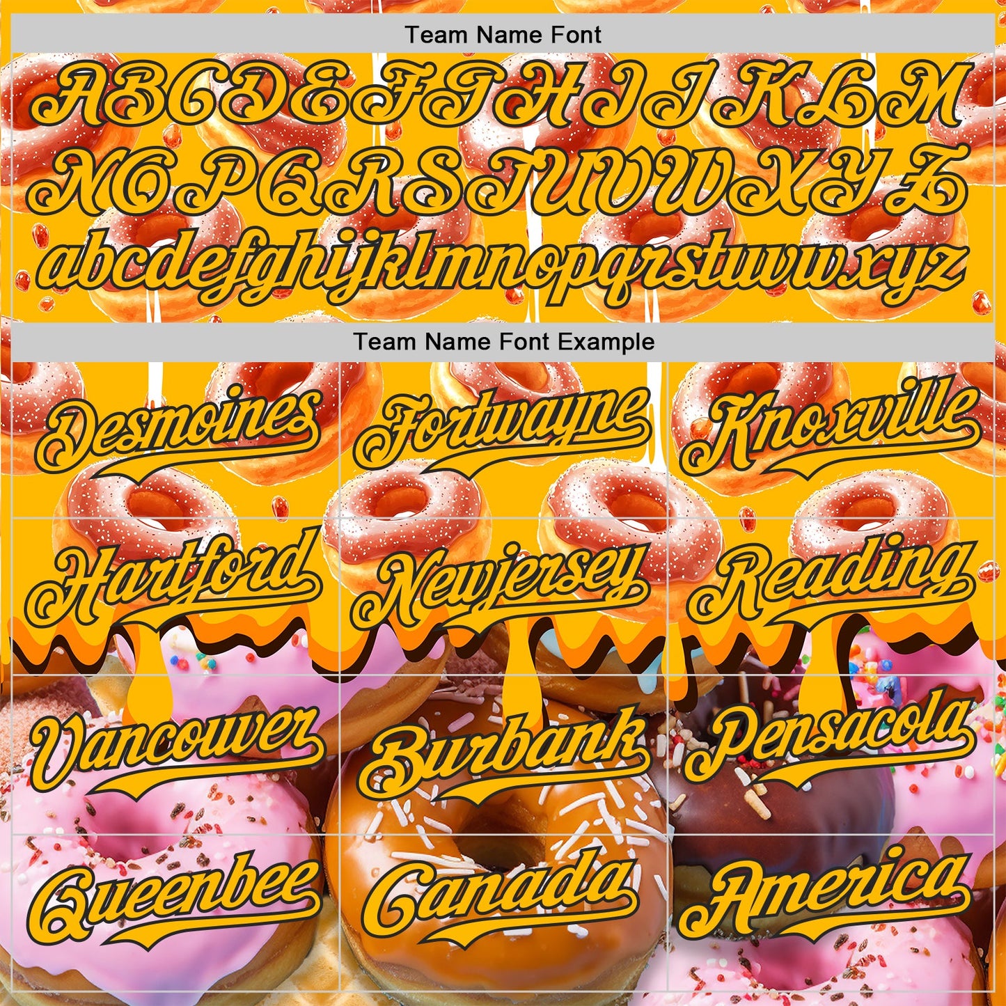 Custom Gold-Black Ice Cream Donut Foodie Dessert Authentic Baseball Jersey view 4