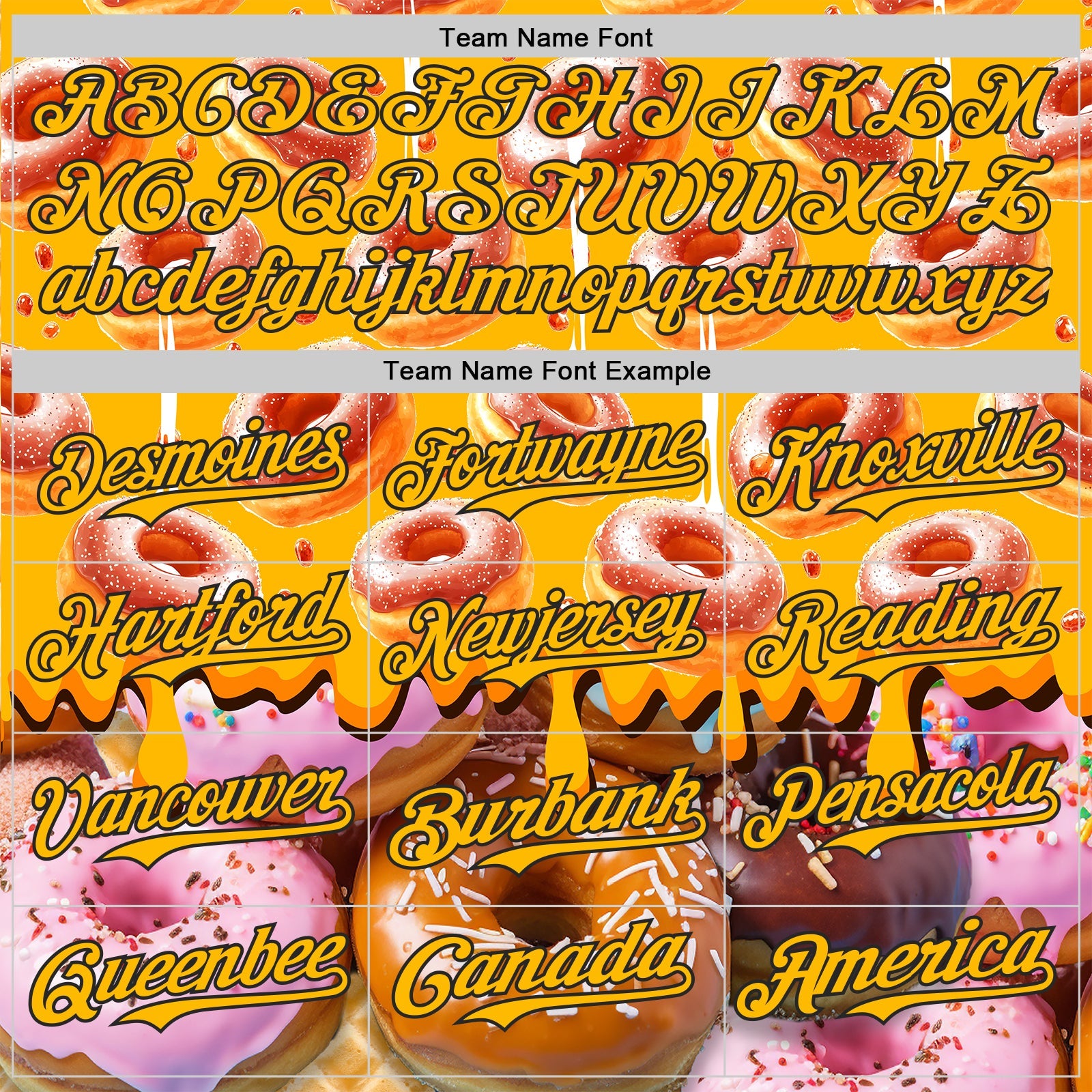 Custom Gold-Black Ice Cream Donut Foodie Dessert Authentic Baseball Jersey view 4