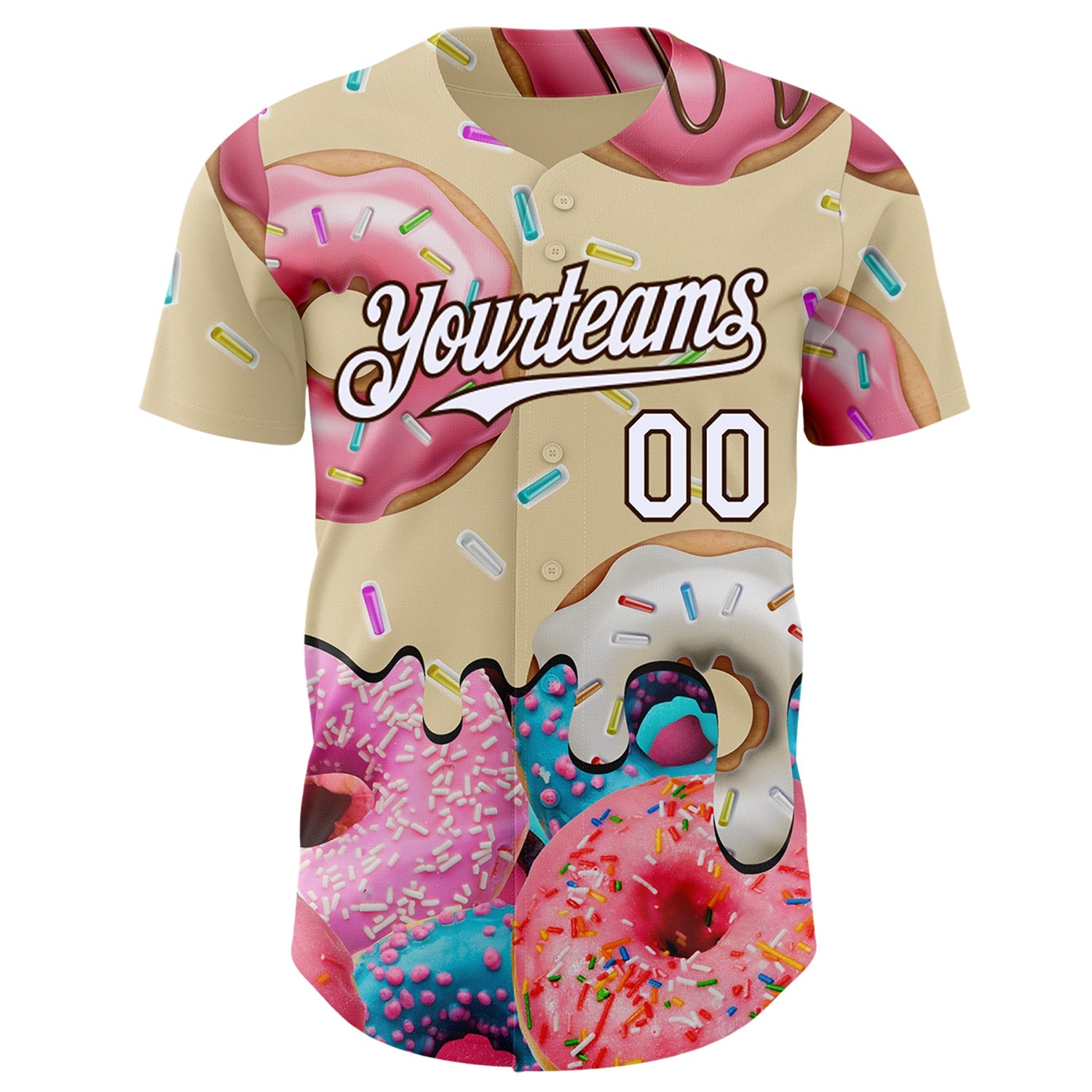 Custom City Cream White-Brown Ice Cream Donut Foodie Dessert Authentic Baseball Jersey view 2