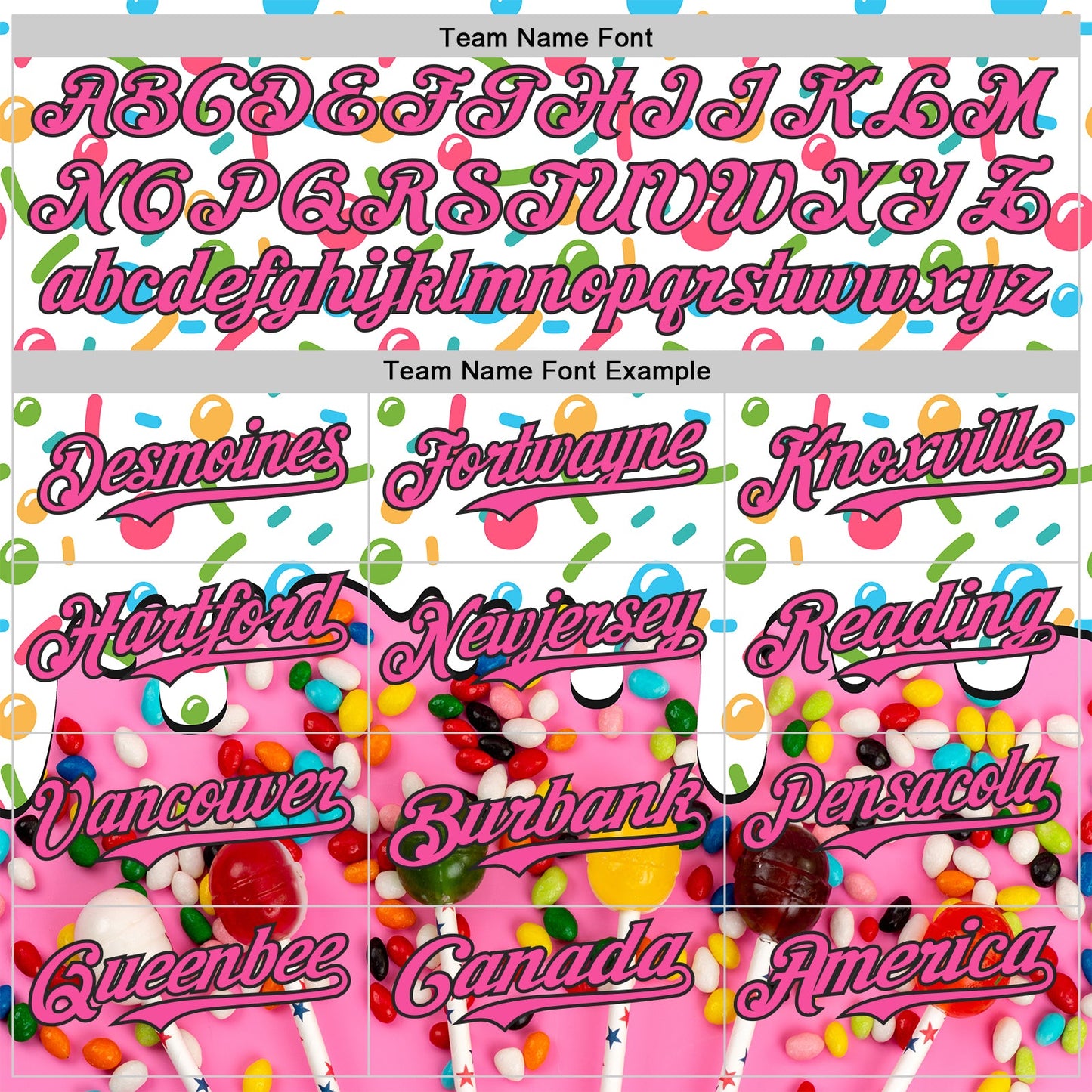 Custom White Pink-Black Ice Cream Candy Lollipops Sweet Sugar Authentic Baseball Jersey view 4