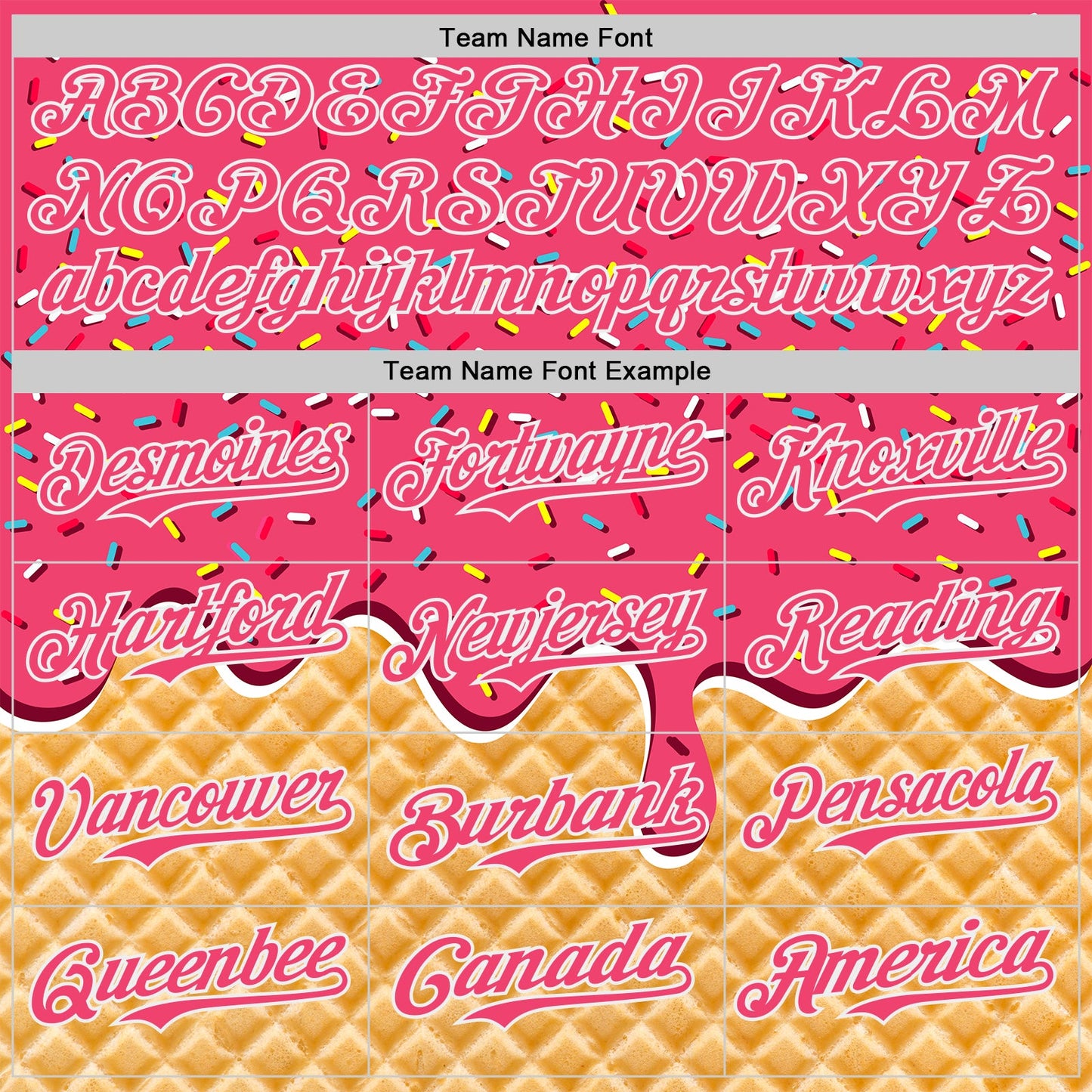 Custom Neon Pink-White Ice Cream Waffle Foodie Dessert Authentic Baseball Jersey view 4