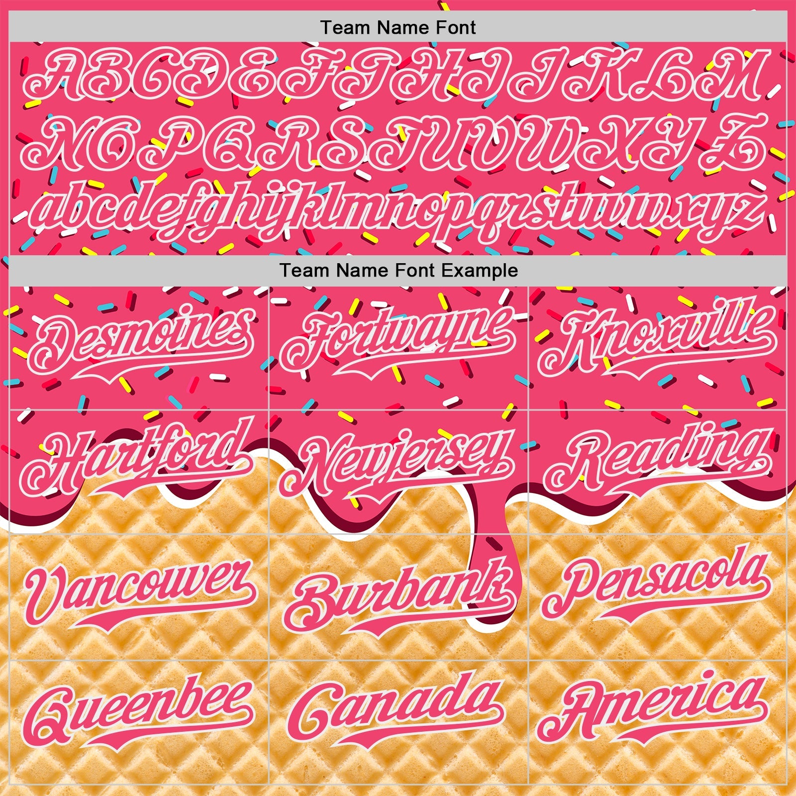 Custom Neon Pink-White Ice Cream Waffle Foodie Dessert Authentic Baseball Jersey view 4