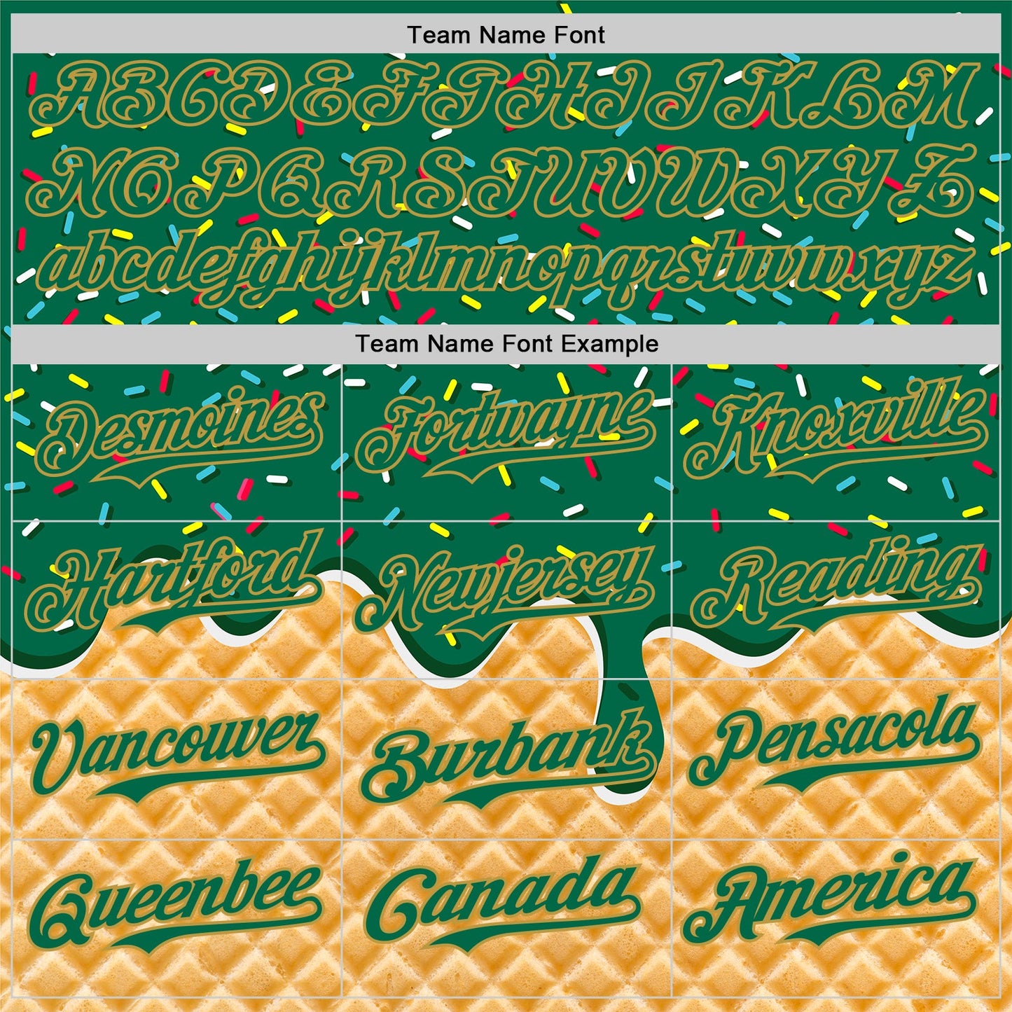 Custom Kelly Green-Old Gold Ice Cream Waffle Foodie Dessert Authentic Baseball Jersey view 4