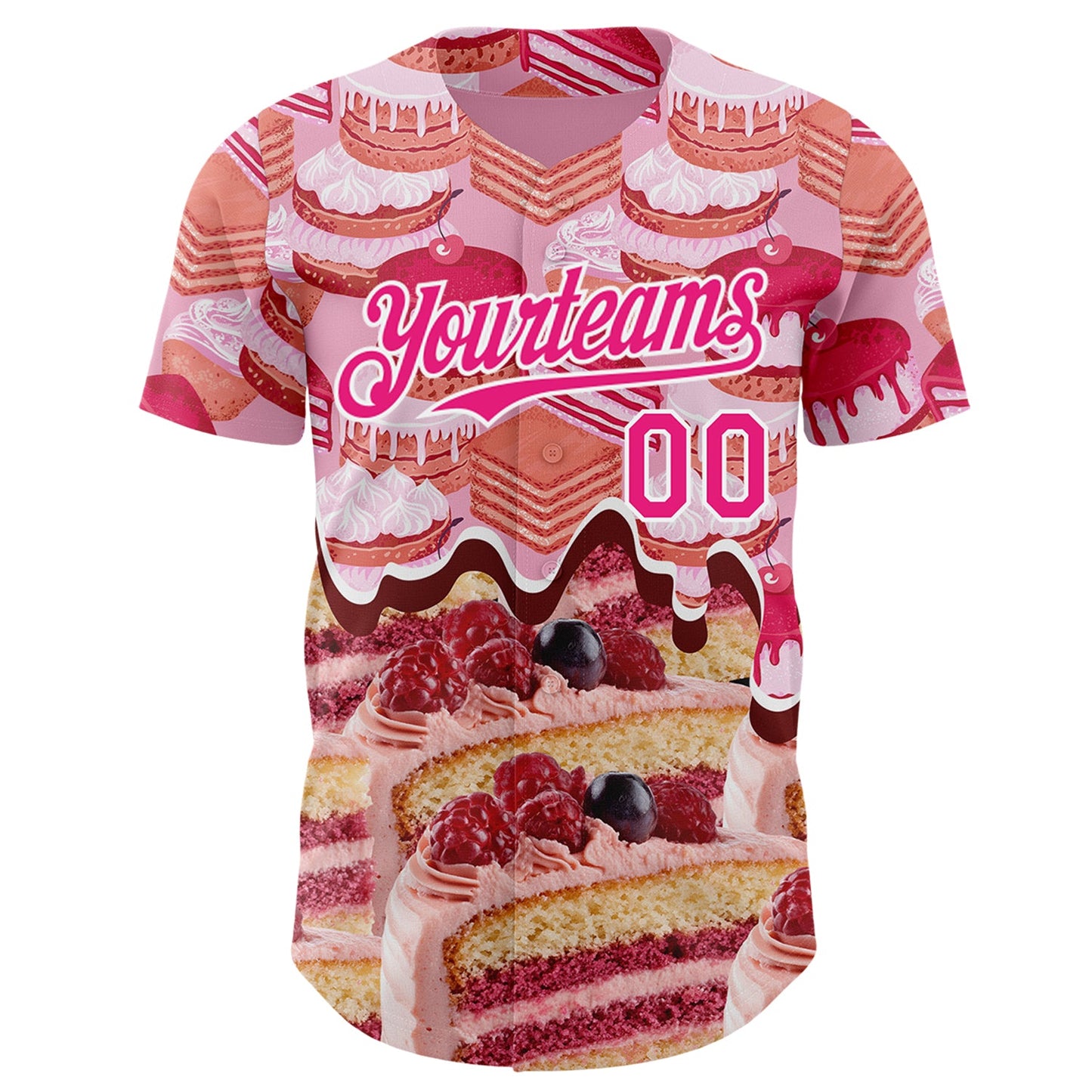 Custom Pink-White Ice Cream Cake Foodie Dessert Authentic Baseball Jersey view 2