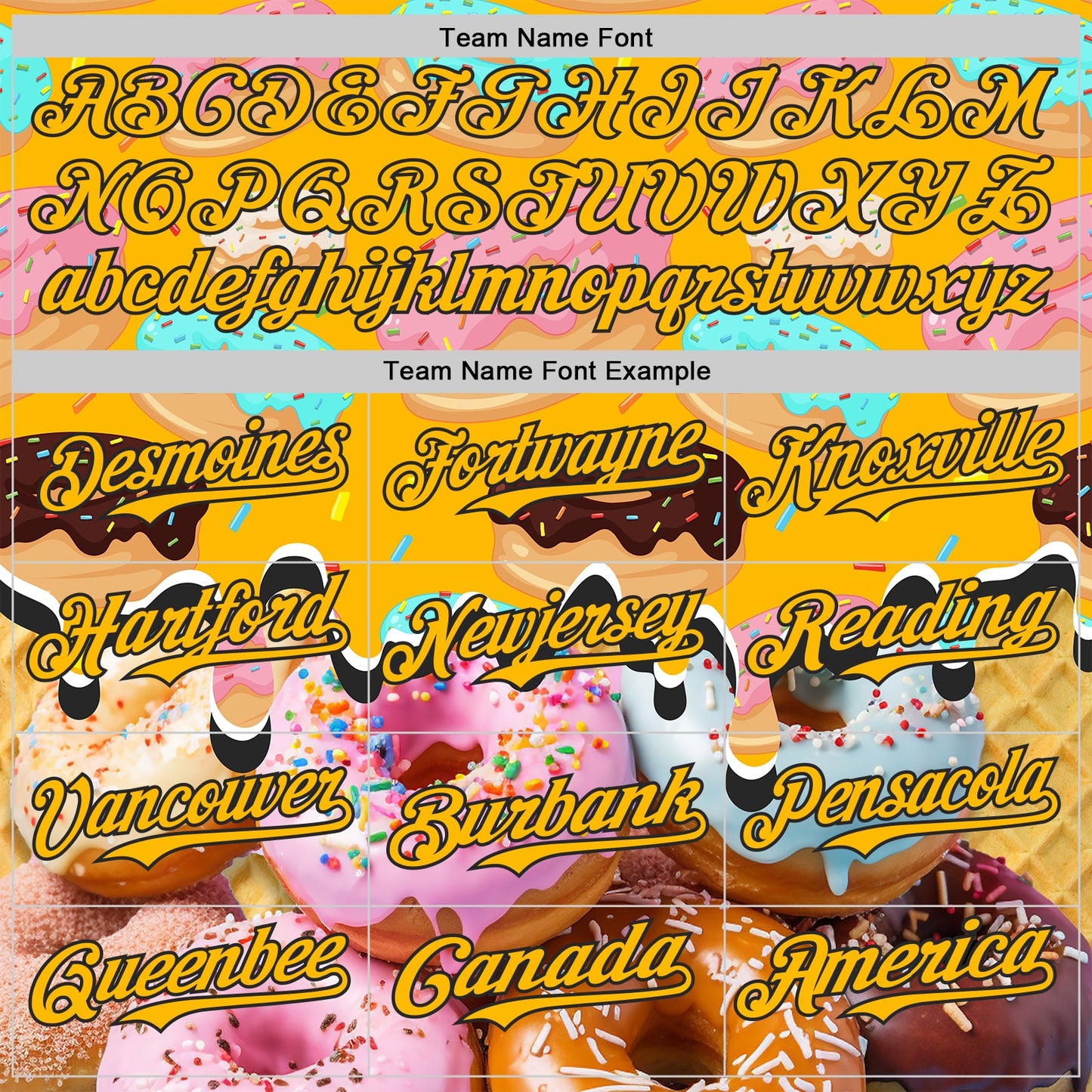 Custom Gold-Black Ice Cream Donut Foodie Dessert Authentic Baseball Jersey view 4
