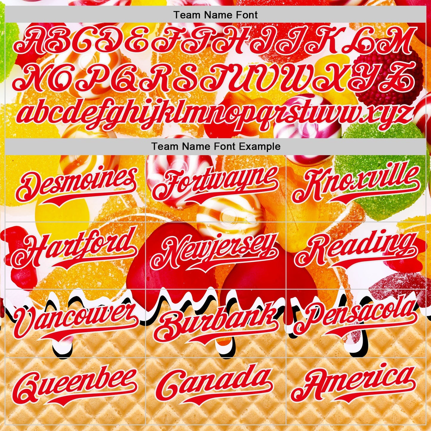 Custom Gold Fire Red-White Candy Ice Cream Waffle Sweet Sugar Authentic Baseball Jersey view 4