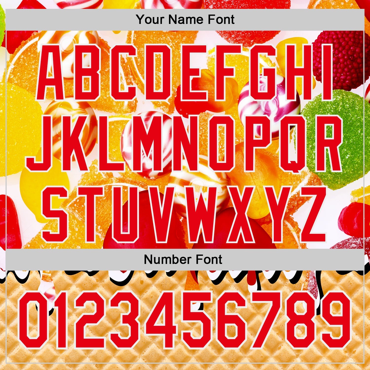 Custom Gold Fire Red-White Candy Ice Cream Waffle Sweet Sugar Authentic Baseball Jersey view 5