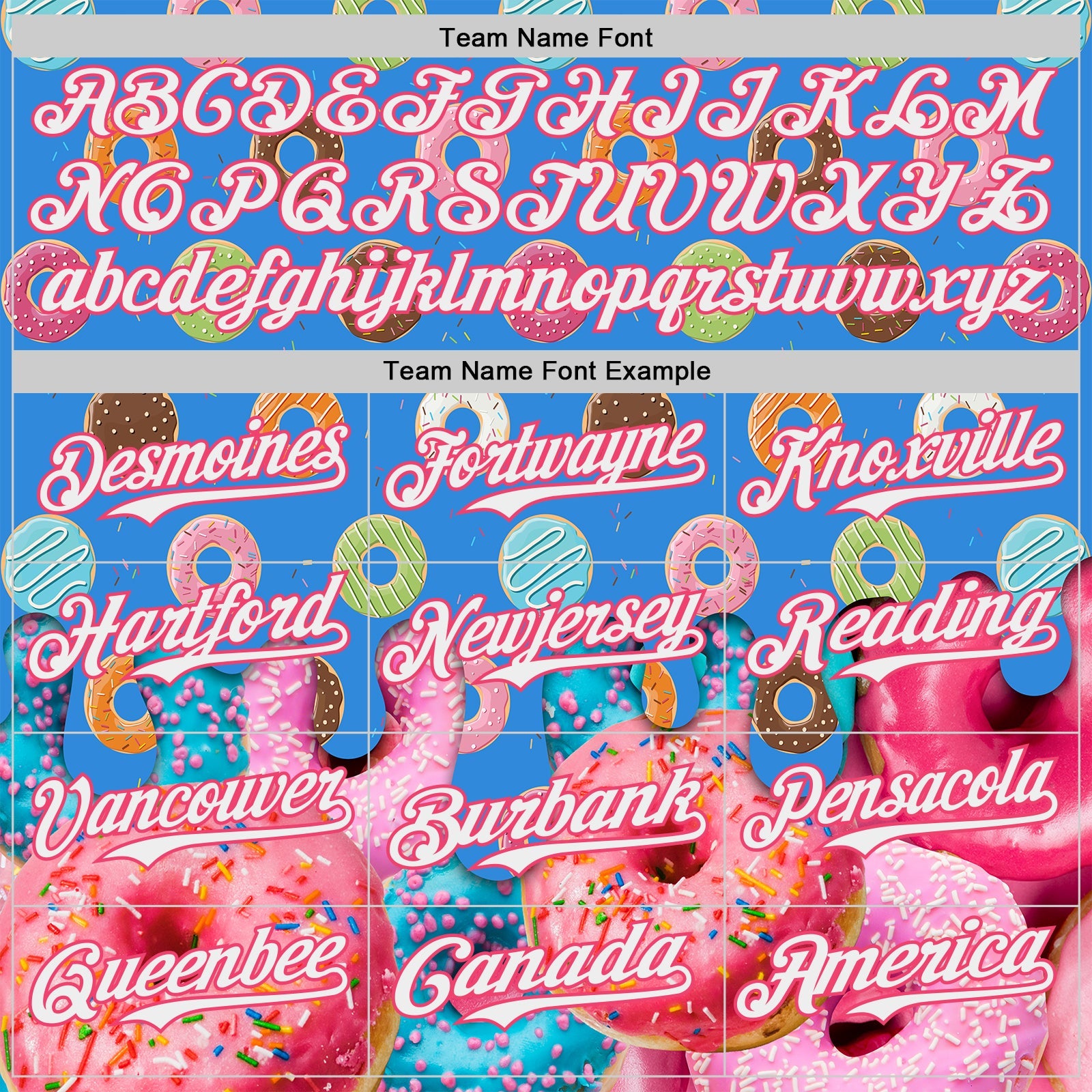 Custom Electric Blue White-Neon Pink Ice Cream Donut Foodie Dessert Authentic Baseball Jersey view 4