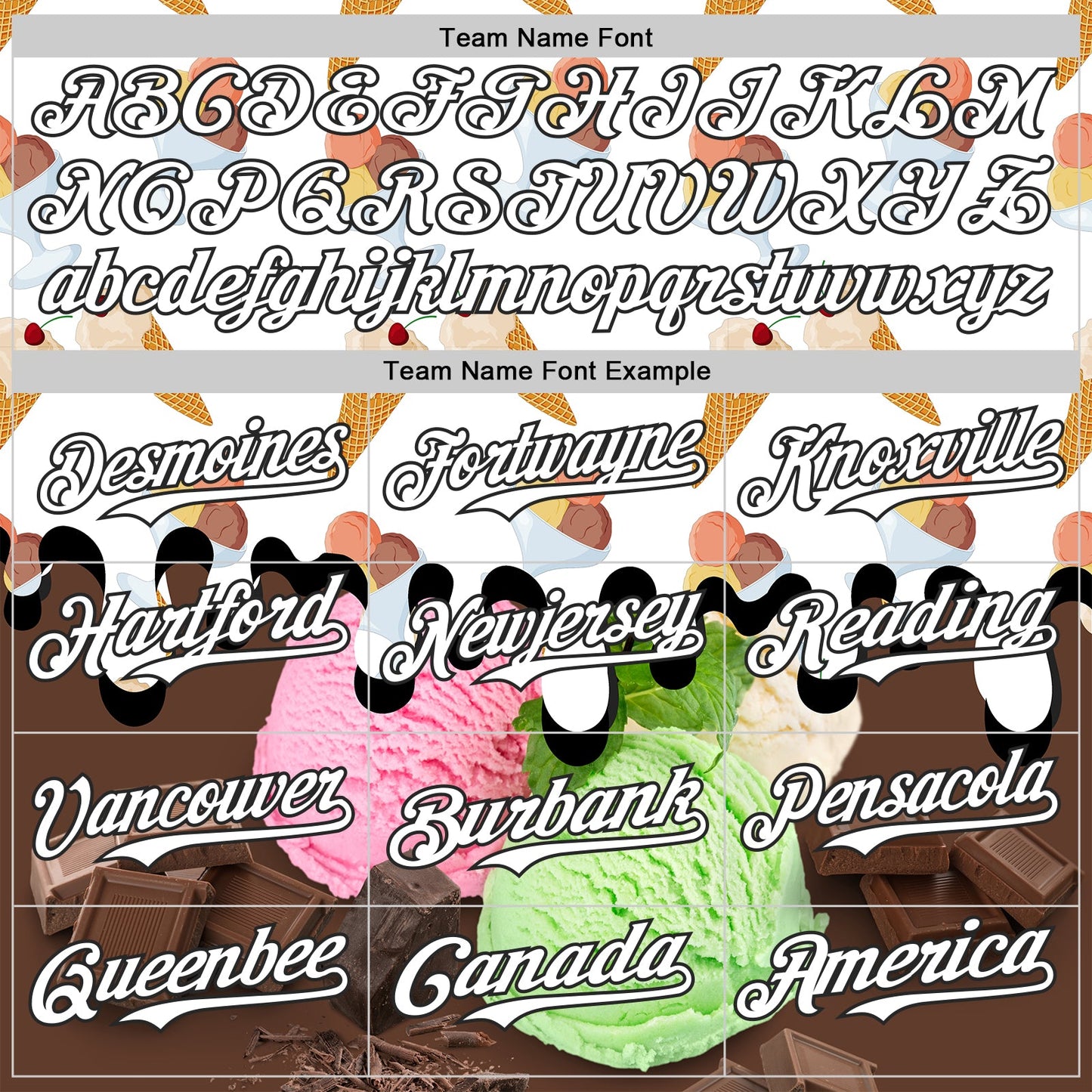 Custom White-Black Ice Cream Foodie Dessert Authentic Baseball Jersey view 4