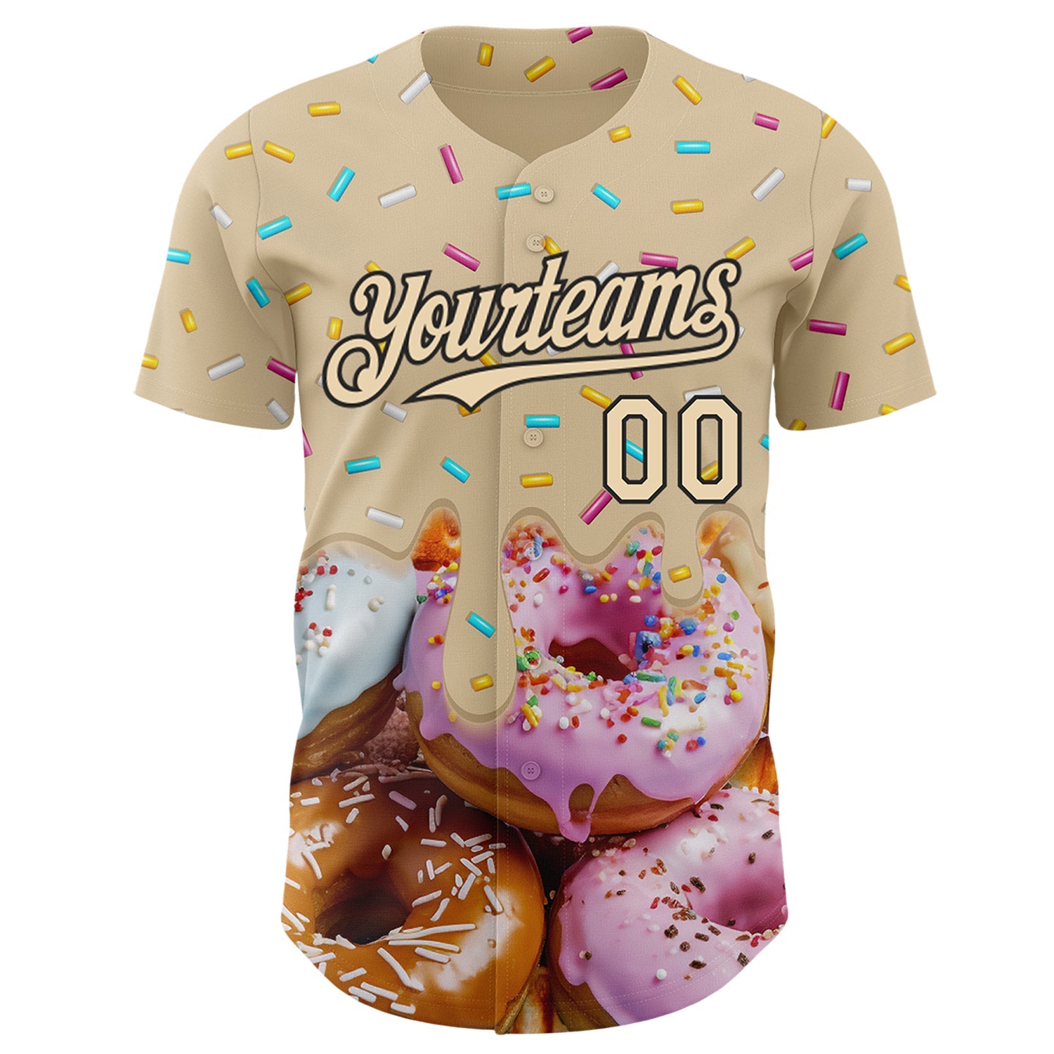 Custom City Cream-Black Ice Cream Donut  Foodie Dessert Authentic Baseball Jersey view 2