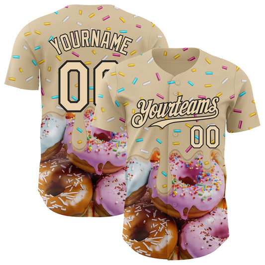 Custom City Cream-Black Ice Cream Donut  Foodie Dessert Authentic Baseball Jersey - Main View