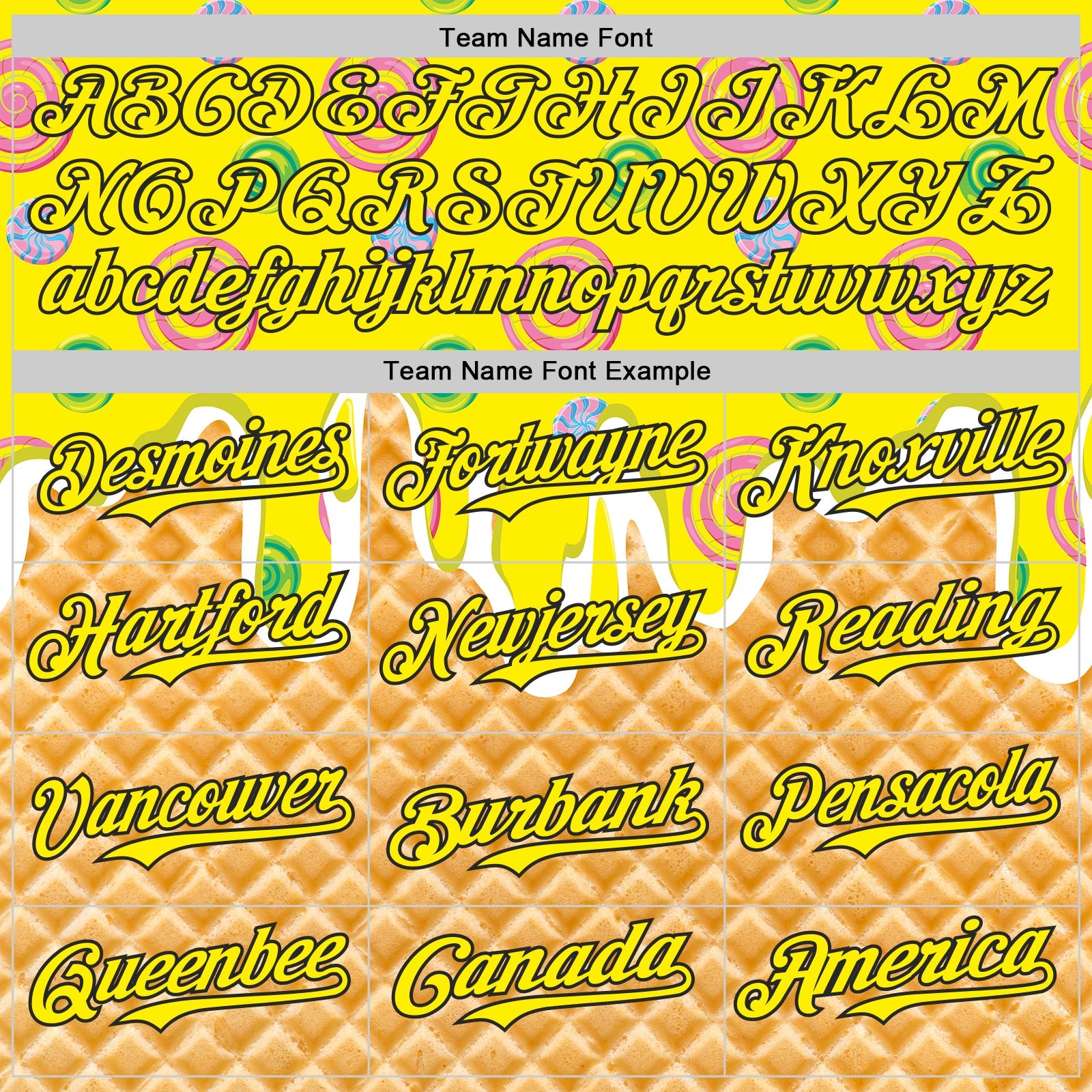 Custom Light Yellow-Black Ice Cream Waffle Donut  Foodie Dessert Authentic Baseball Jersey view 4
