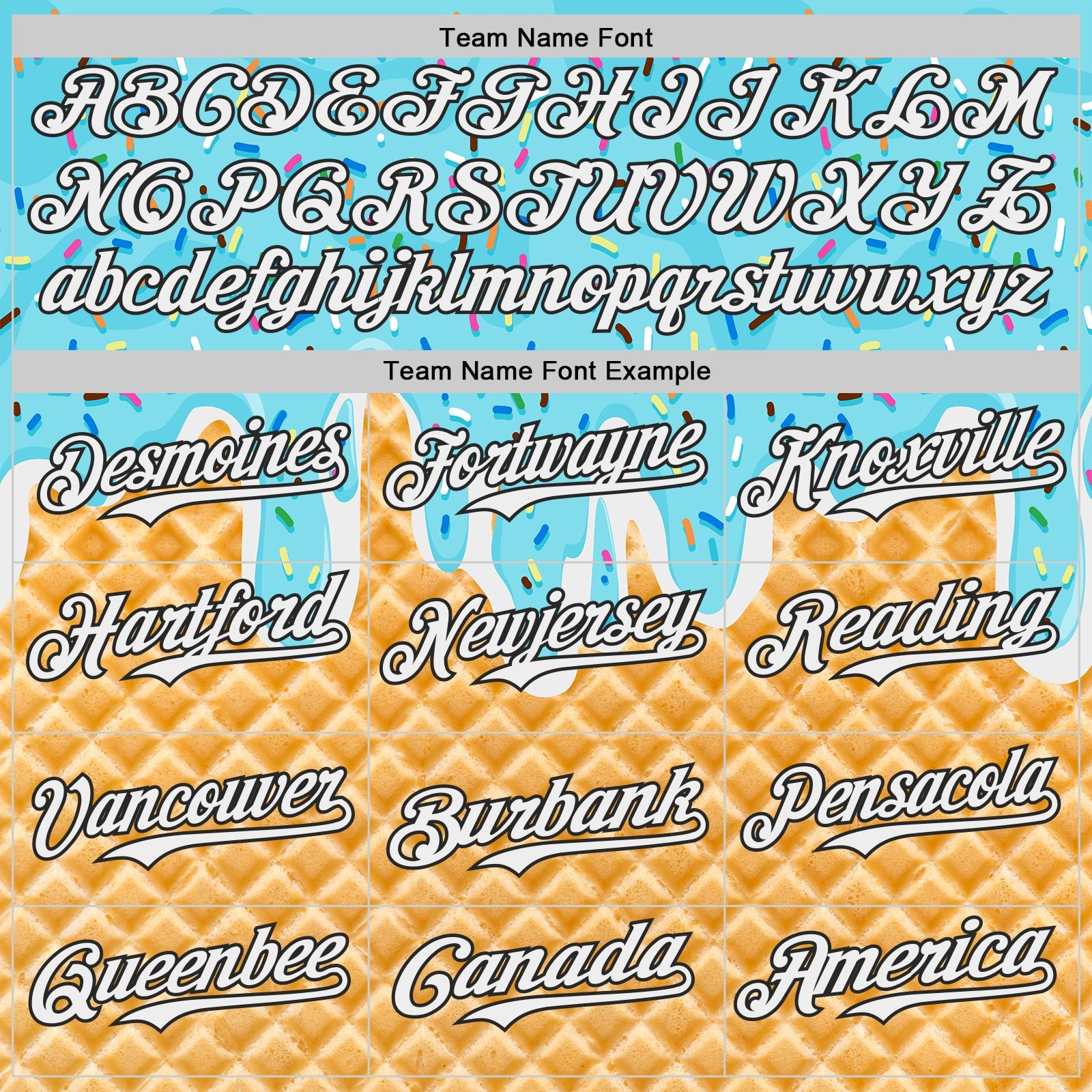 Custom Sky Blue White-Black Ice Cream Waffle Foodie Dessert Authentic Baseball Jersey view 4