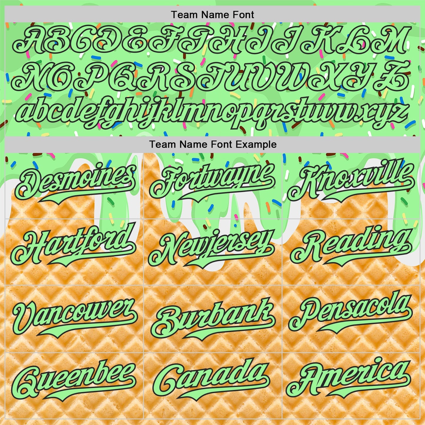 Custom Pea Green-Black Ice Cream Waffle Foodie Dessert Authentic Baseball Jersey view 4