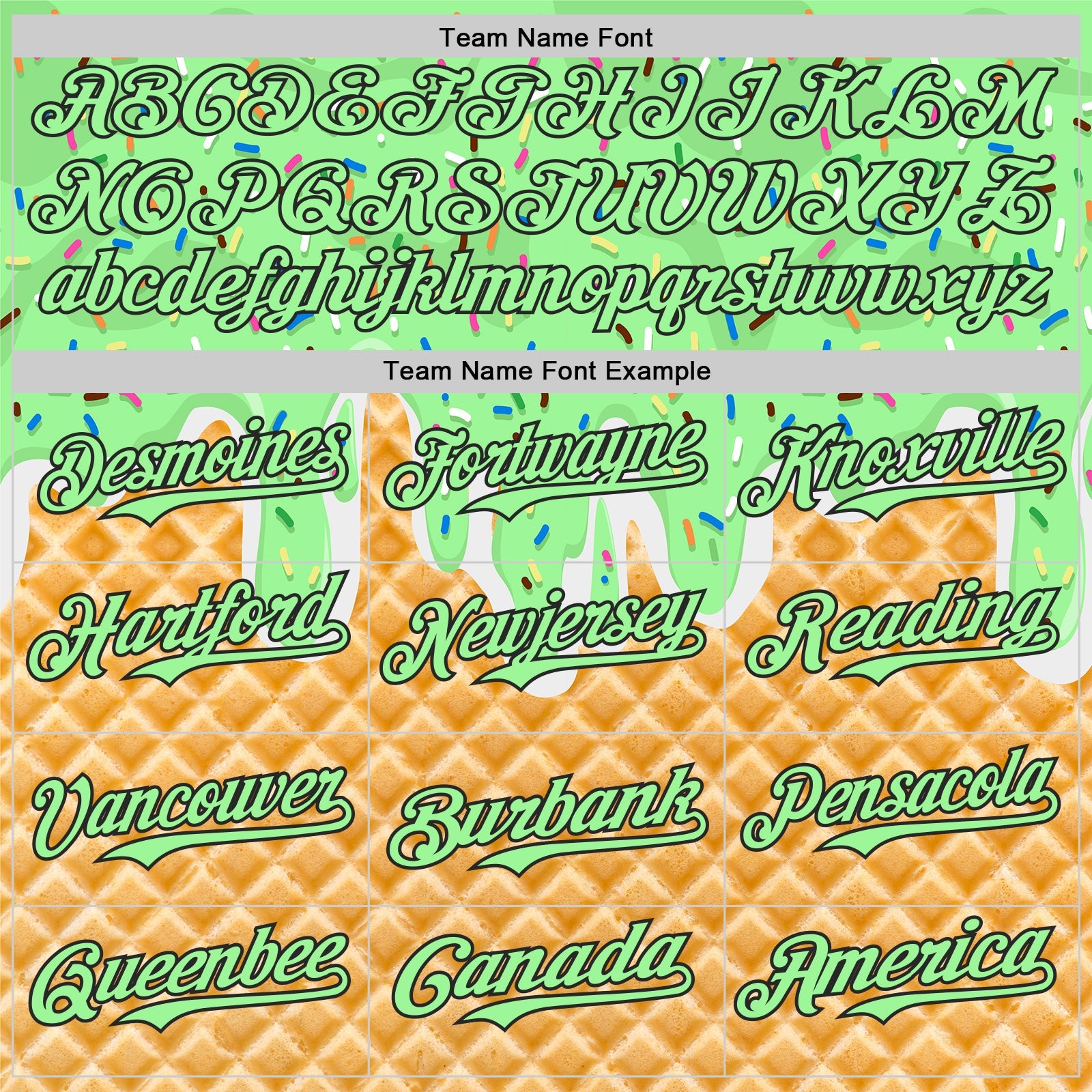 Custom Pea Green-Black Ice Cream Waffle Foodie Dessert Authentic Baseball Jersey view 4