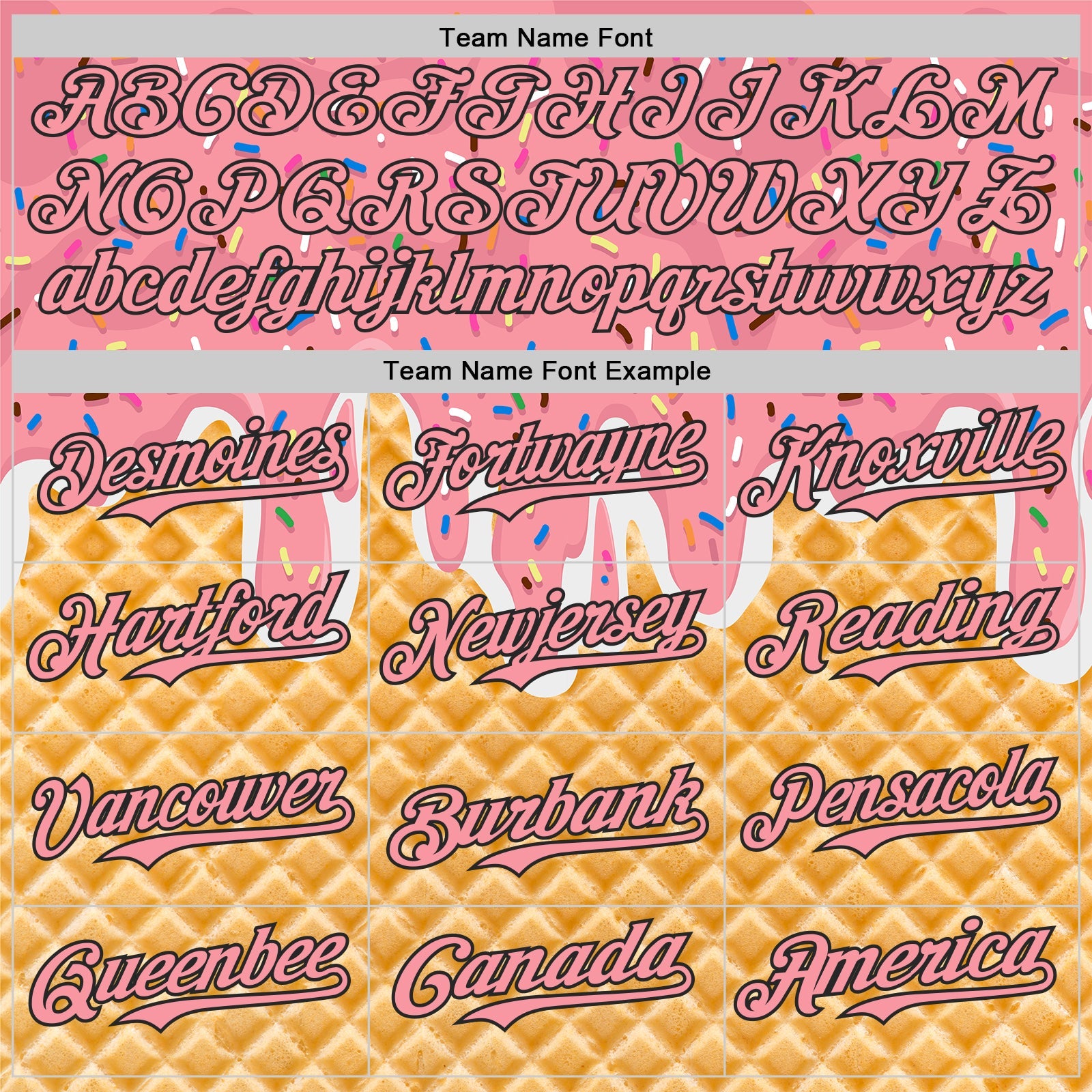 Custom Medium Pink-Black Ice Cream Waffle Foodie Dessert Authentic Baseball Jersey view 4