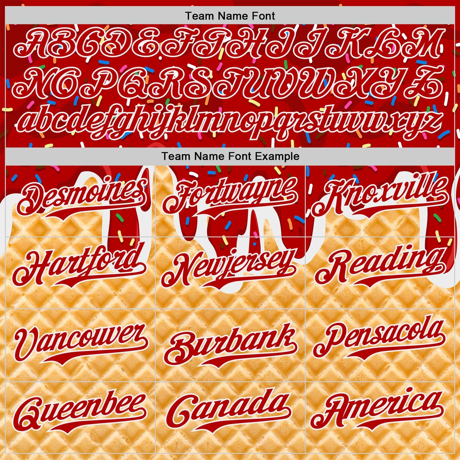 Custom Red-White Ice Cream Waffle Foodie Dessert Authentic Baseball Jersey view 4