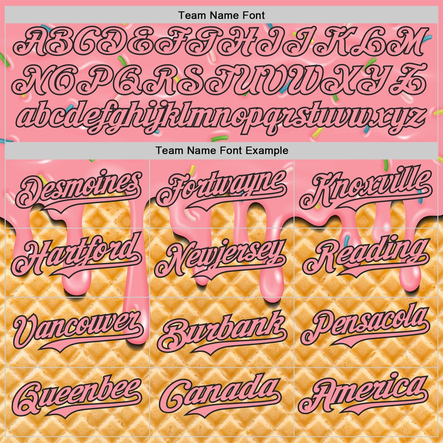 Custom Medium Pink-Black Ice Cream Waffle Foodie Dessert Authentic Baseball Jersey view 4