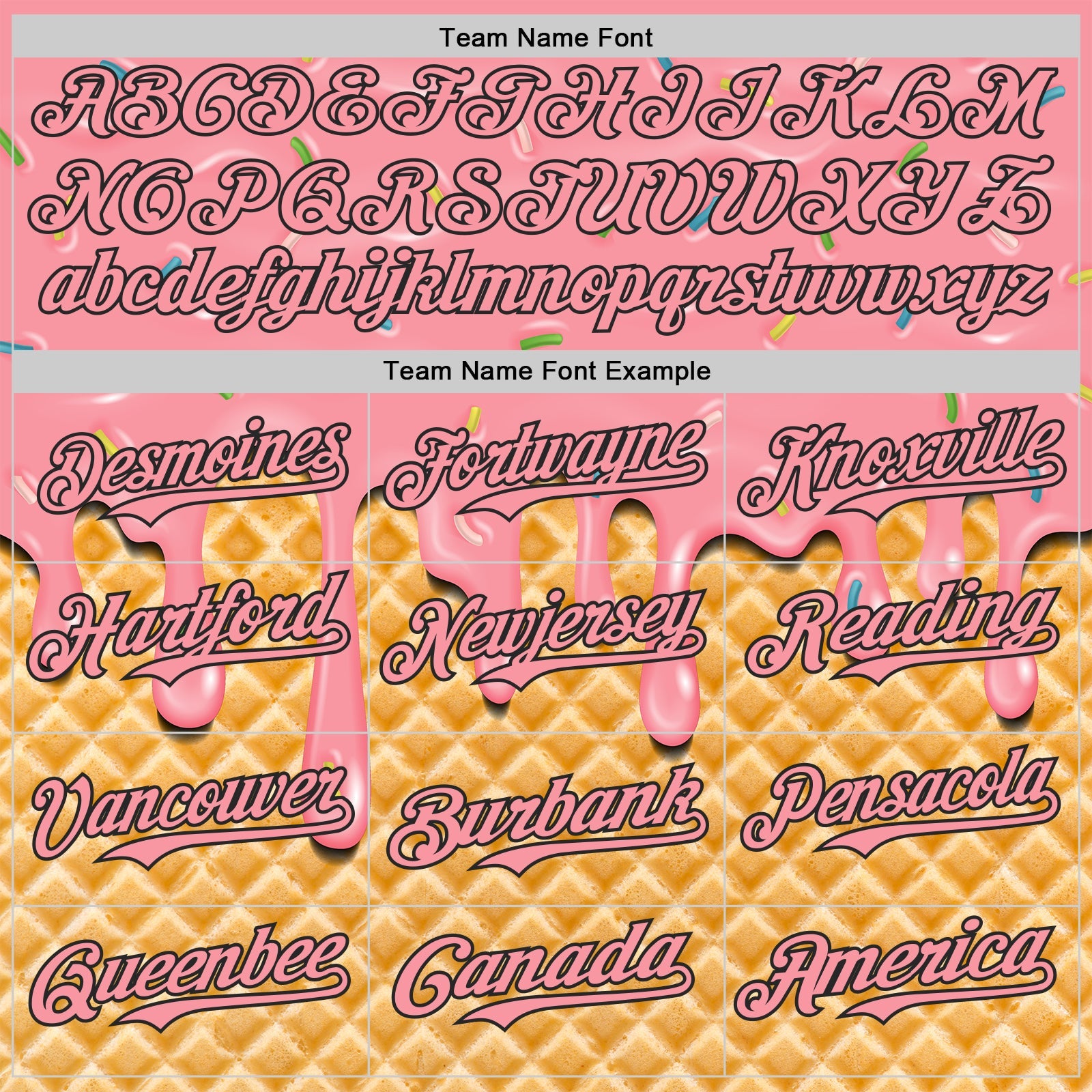Custom Medium Pink-Black Ice Cream Waffle Foodie Dessert Authentic Baseball Jersey view 4