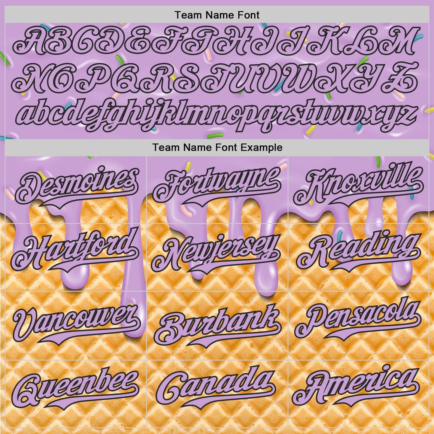 Custom Light Purple-Black Ice Cream Waffle Foodie Dessert Authentic Baseball Jersey view 4