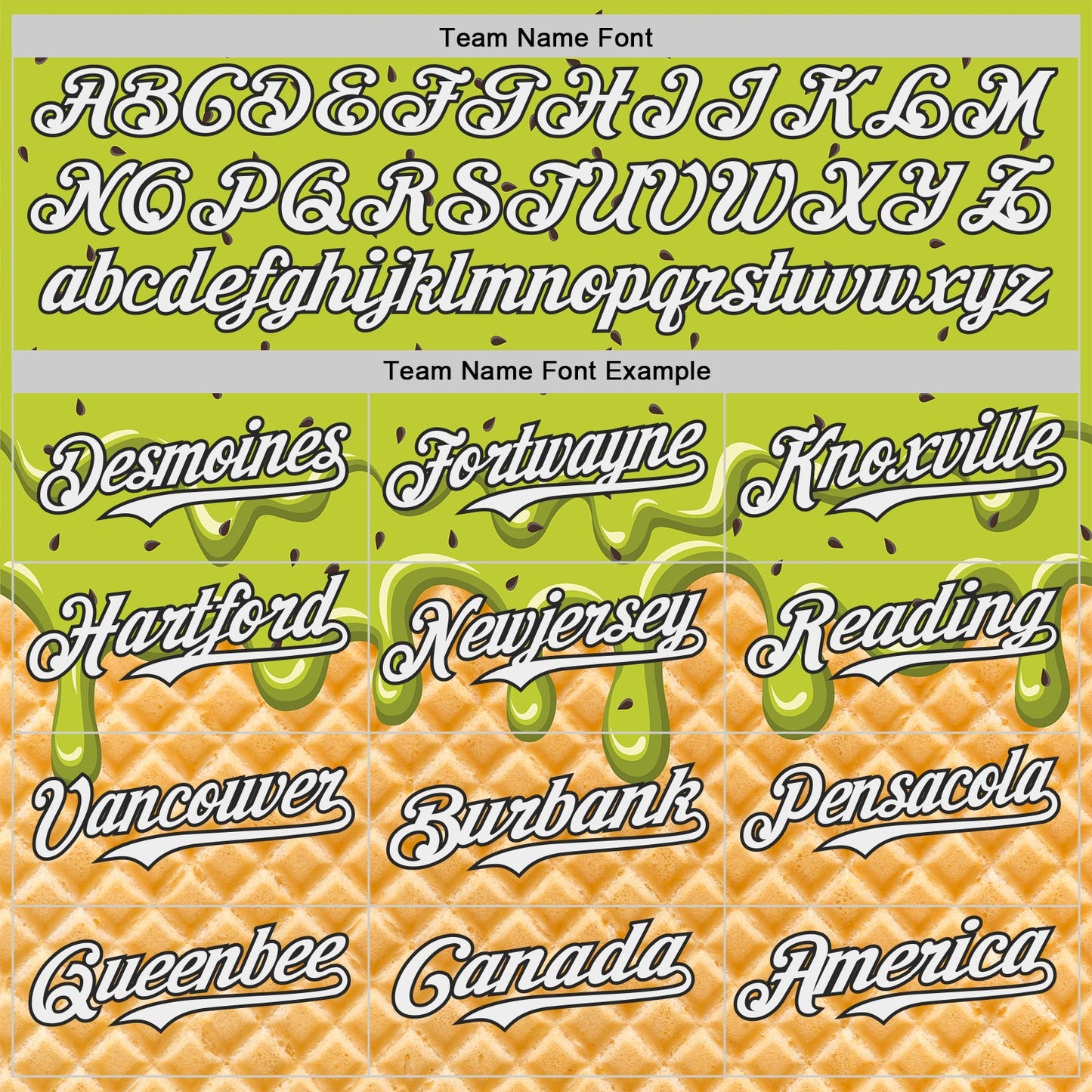 Custom Neon Green White-Black Ice Cream Waffle Foodie Dessert Authentic Baseball Jersey view 4